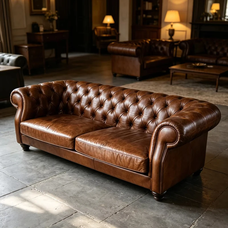 German retro oil wax real belt buckle sofa living room villa sofa combination hotel cafe
German retro oil wax real belt buckle sofa living room villa sofa combination hotel cafe