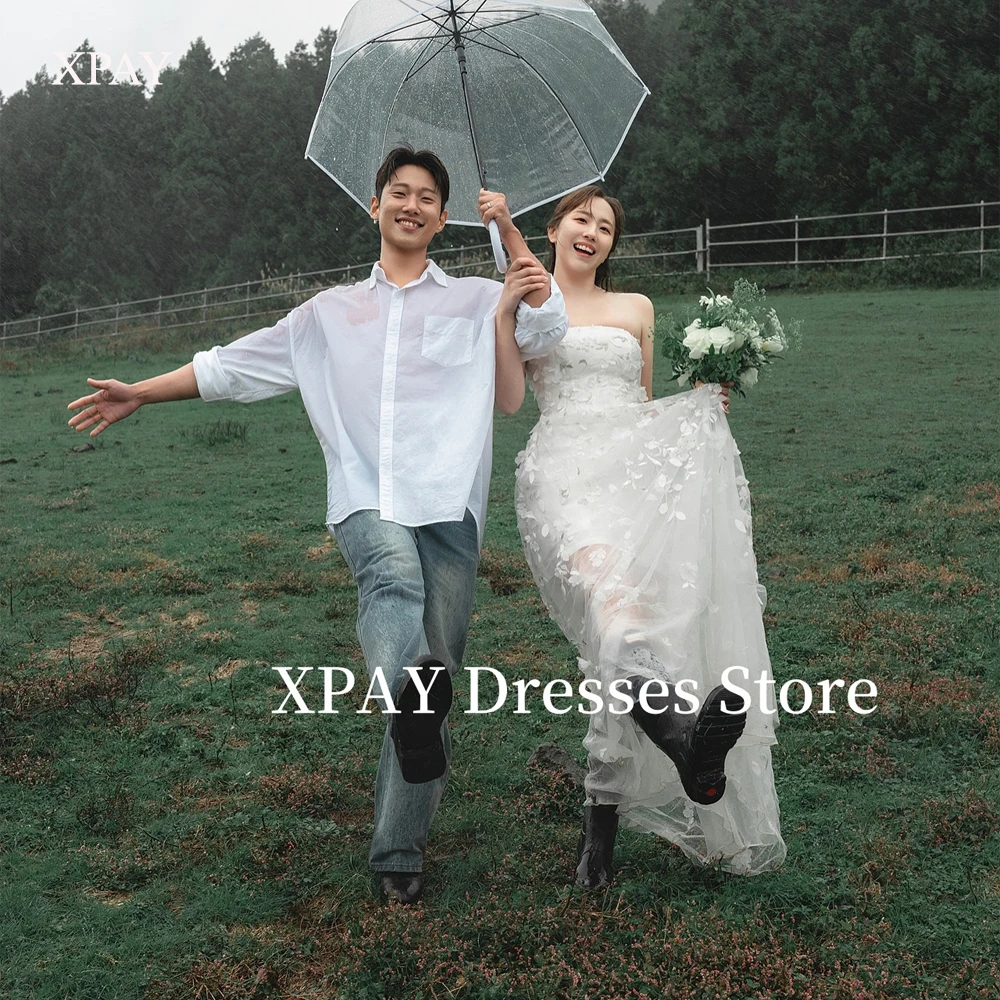 XPAY Strapless 3D Flowers Lace Wedding Dreses Korea Photo shoot Floor Length Bridal Gowns Corset Back Customized 웨딩드레스 2025 
XPAY Strapless 3D Flowers Lace Wedding Dreses Korea Photo shoot Floor Length Bridal Gowns Corset Back Customized 웨딩드레스 2025