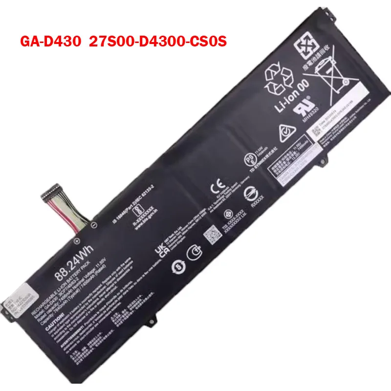 GA-D430 Laptop Battery For Gigabyte GA-D430 27S00-D4300-CS0S 11.55V 7456mAh 88.24Wh Black New
GA-D430 Laptop Battery For Gigabyte GA-D430 27S00-D4300-CS0S 11.55V 7456mAh 88.24Wh Black New