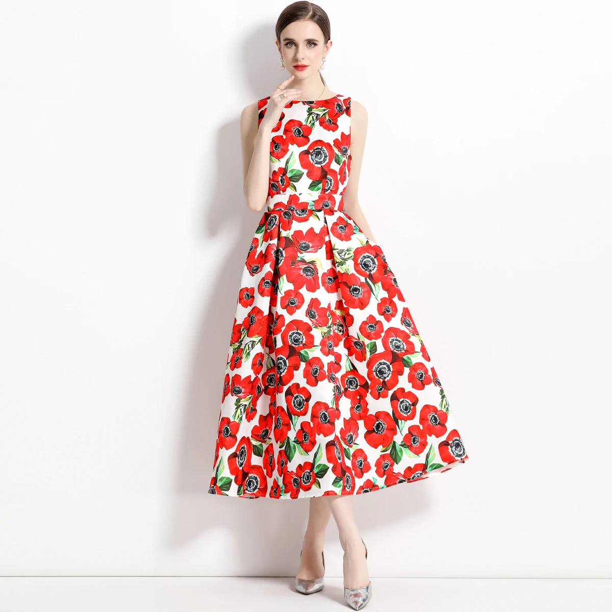 New Arrival Vintage Women O Neck Sleeveless Tank Long Dress Elegant Summer Flower Print Slim High Waist Ball Gown Maxi Vestidos
New Arrival Vintage Women O Neck Sleeveless Tank Long Dress Elegant Summer Flower Print Slim High Waist Ball Gown Maxi Vestidos