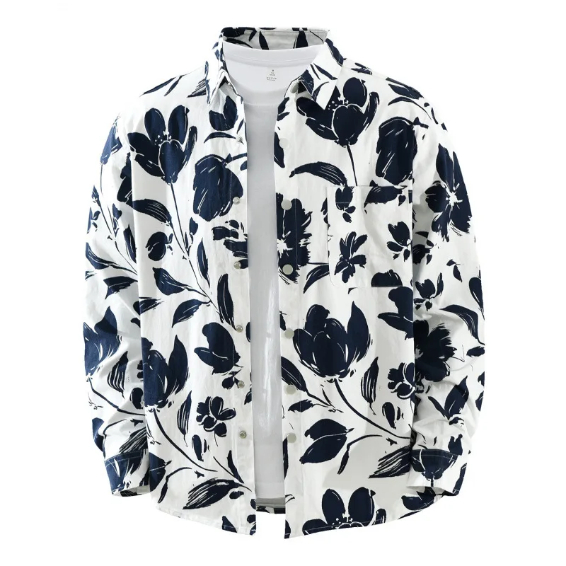 Spring New Mens Long Sleeve Printed Shirt Japanese Fashion Streetwear Holiday Man Top 100%Cotton Casual Shirts Snap Button Shirt
Spring New Mens Long Sleeve Printed Shirt Japanese Fashion Streetwear Holiday Man Top 100%Cotton Casual Shirts Snap Button Shirt