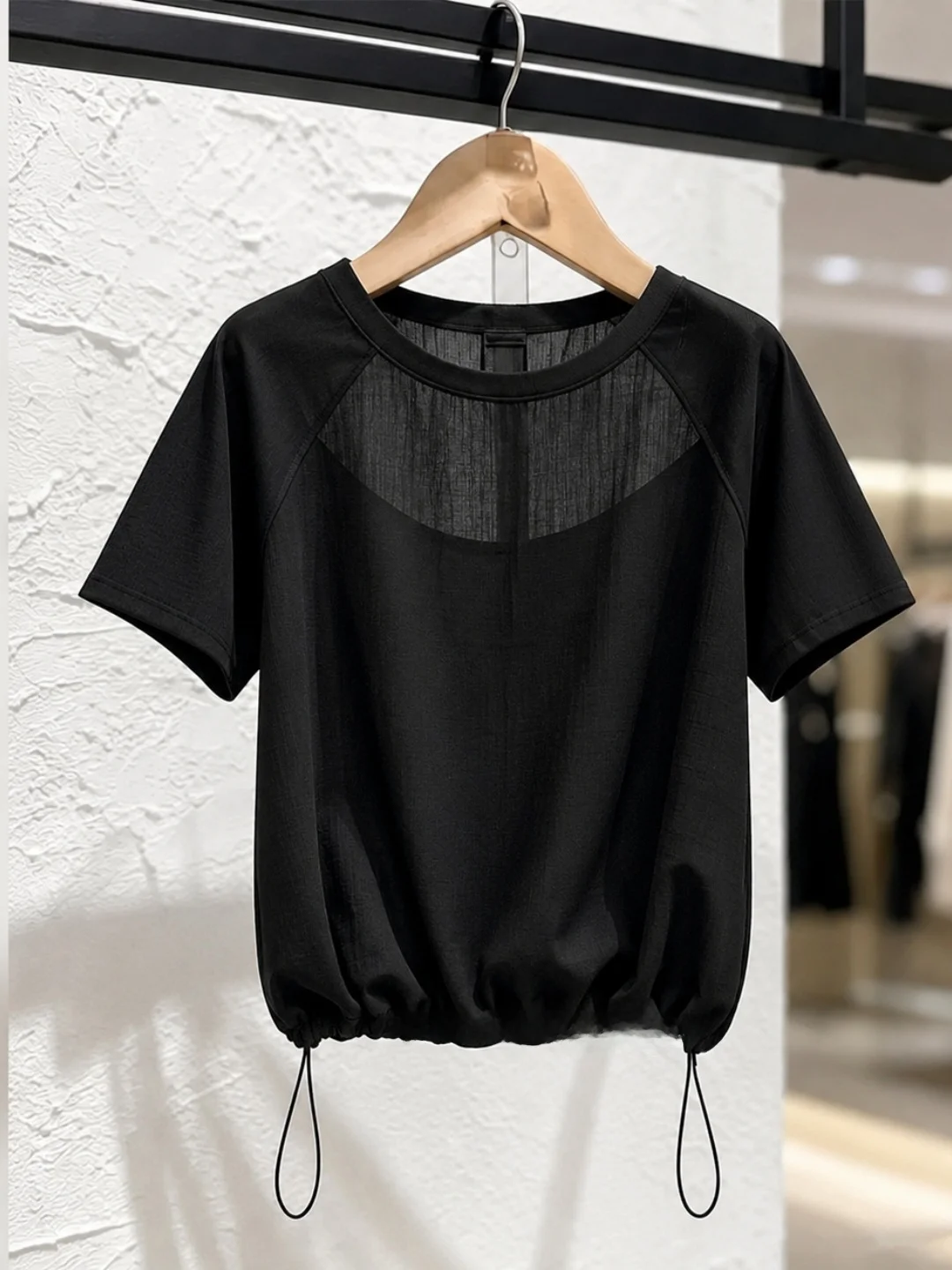 Summer 2026 Lazy Style Short Sleeve Sun Protection T-Shirt Drawstring Slimming Versatile Elegance Top Fashion Commuting Wind
Summer 2026 Lazy Style Short Sleeve Sun Protection T-Shirt Drawstring Slimming Versatile Elegance Top Fashion Commuting Wind