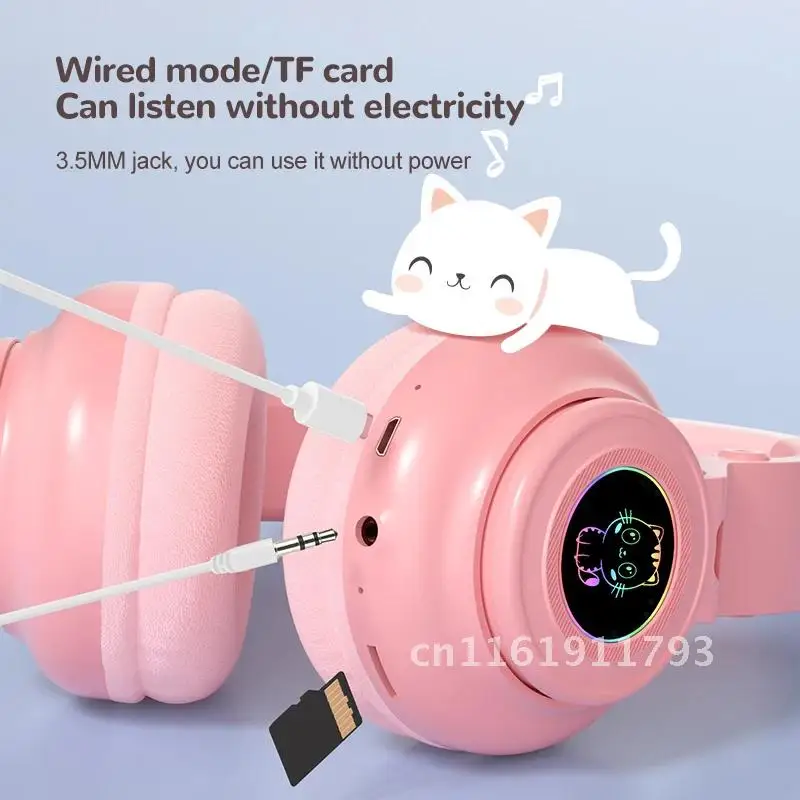 Cute RGB Kitten wireless Headsets Bluetooth 5.0 Bass Noise Cancellation Adult Child Girl Headset Support TF Card Helmet with Mic
Cute RGB Kitten wireless Headsets Bluetooth 5.0 Bass Noise Cancellation Adult Child Girl Headset Support TF Card Helmet with Mic