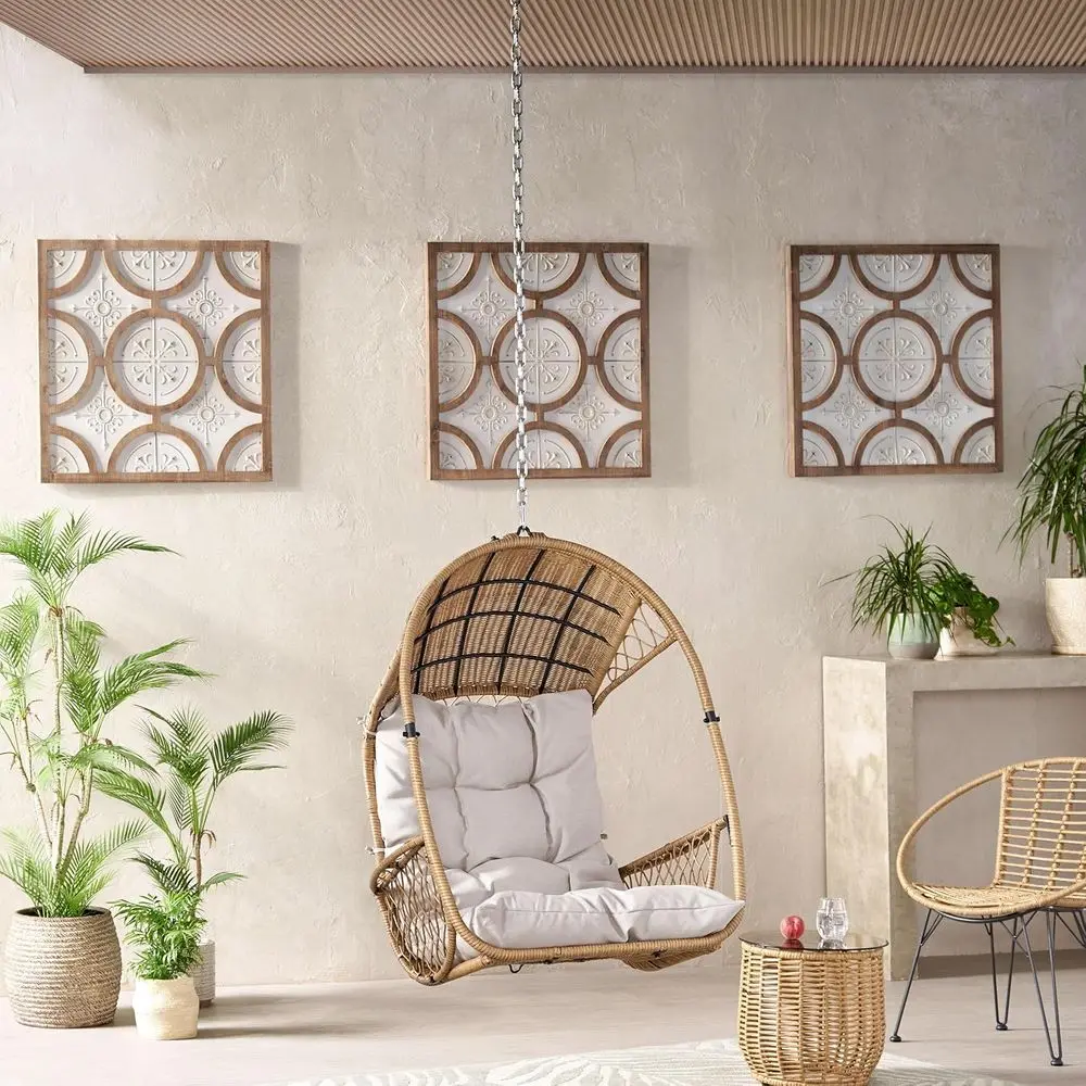Indoor/Outdoor Wicker Hanging Egg Swing Chair with Cushion, Suitable for Patio, Garden, 400 lbs Capacity, Light Brown and Beige
Indoor/Outdoor Wicker Hanging Egg Swing Chair with Cushion, Suitable for Patio, Garden, 400 lbs Capacity, Light Brown and Beige
