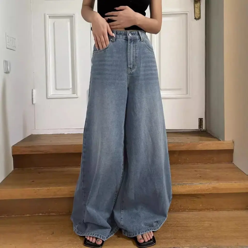 Women's Wide Leg Jeans Blue Washed Loose Straight Slim Casual Pants Europe And America
Women's Wide Leg Jeans Blue Washed Loose Straight Slim Casual Pants Europe And America