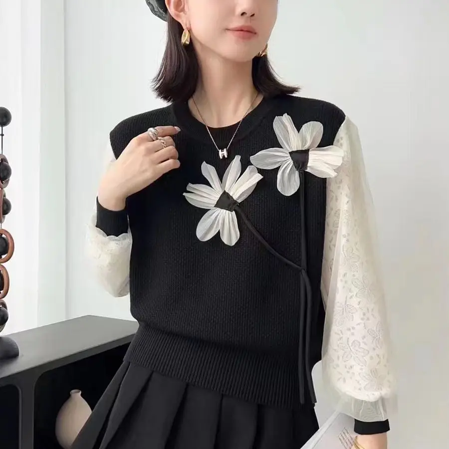 Hsa New Three-dimensional Flower O-neck Striped Knitted Sweater 2023 Lace Spliced Long Sleeve Loose Girls Sweet Knitwear Chic To
Hsa New Three-dimensional Flower O-neck Striped Knitted Sweater 2023 Lace Spliced Long Sleeve Loose Girls Sweet Knitwear Chic To
