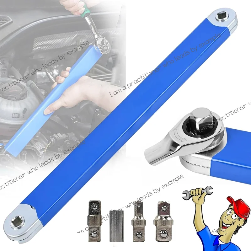 Compact Offset Extension Wrench with 4 Adapters Dual-purpose Impact Socket Ratchet Wrench Car Spanner Automotive Hand Tool
Compact Offset Extension Wrench with 4 Adapters Dual-purpose Impact Socket Ratchet Wrench Car Spanner Automotive Hand Tool