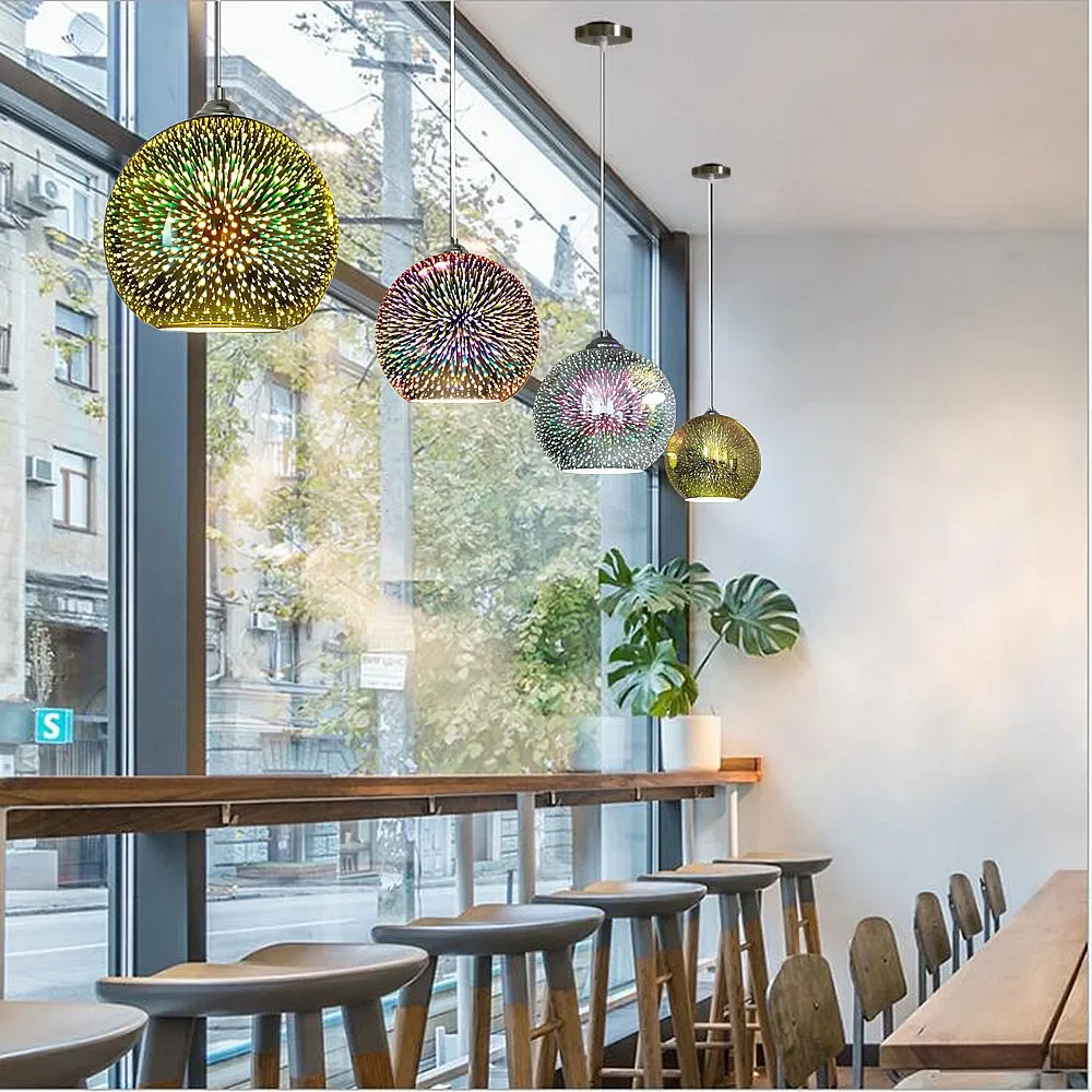 LED Modern Pendant Light 3D Fireworks Colorful Plated Glass Ball Decorated Bar Dining Kitchen Lamp Hanging Flash Light Fixture
LED Modern Pendant Light 3D Fireworks Colorful Plated Glass Ball Decorated Bar Dining Kitchen Lamp Hanging Flash Light Fixture