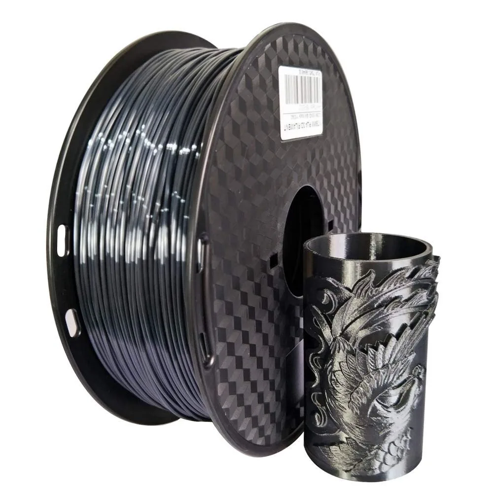 Silk Black PLA Filament 1.75mm 1KG, Shiny Metallic Black for FDM 3D Printers
Silk Black PLA Filament 1.75mm 1KG, Shiny Metallic Black for FDM 3D Printers