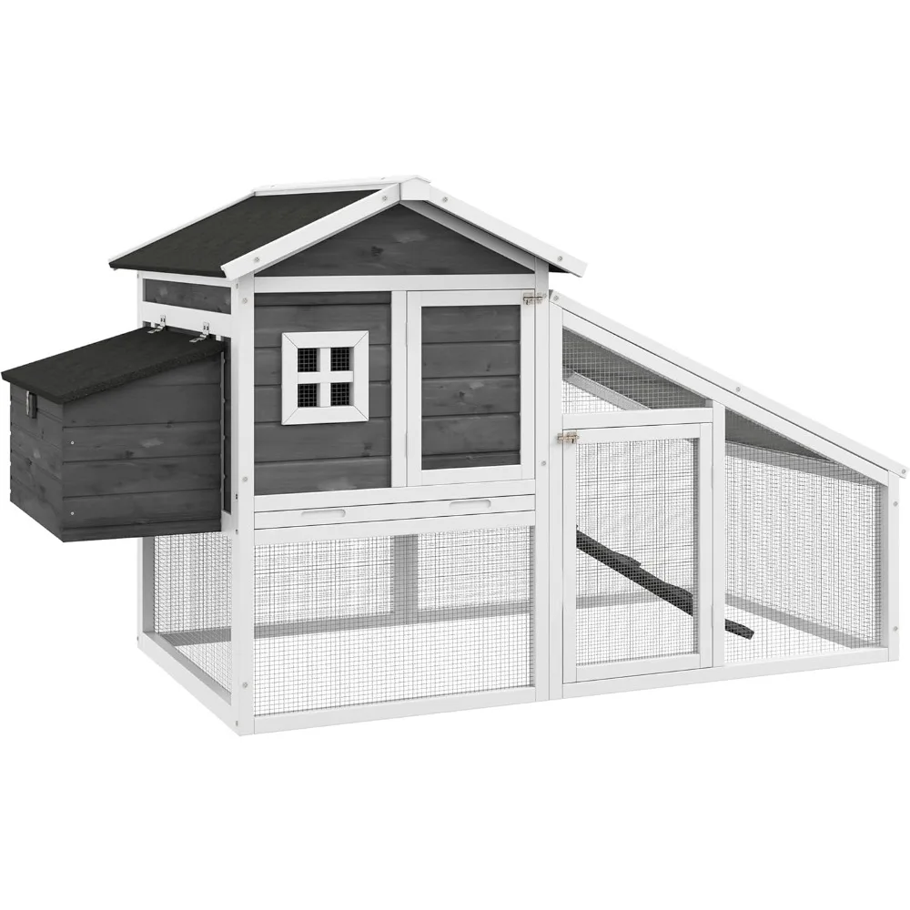 69" Chicken Coop Wooden Chicken House, Rabbit Hutch Pen, Outdoor Backyard Poultry Hen Cage with Run w/Nesting Box, Removable Tr
69" Chicken Coop Wooden Chicken House, Rabbit Hutch Pen, Outdoor Backyard Poultry Hen Cage with Run w/Nesting Box, Removable Tr