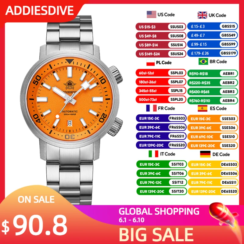 ADDIESDIVE Men Watches 2026 New 42mm Mechanical 8215 Sapphire Automatic Watch 200m Waterproof Luminous Transparent Back Cover
ADDIESDIVE Men Watches 2026 New 42mm Mechanical 8215 Sapphire Automatic Watch 200m Waterproof Luminous Transparent Back Cover