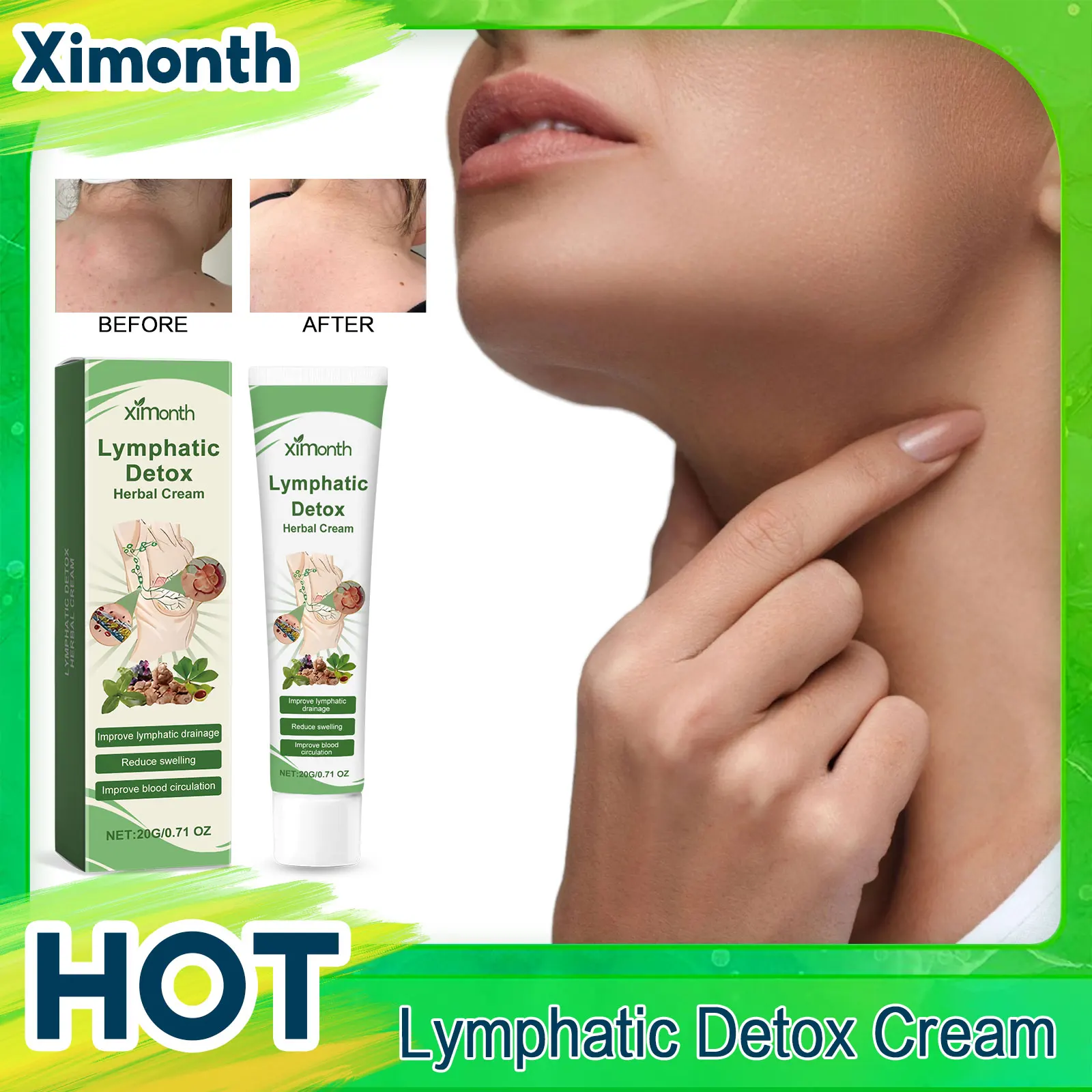 Lymphatic Detox Cream Neck Breast Armpit Lymph Nodes Anti Swelling Drainage Lipoma Treatment Herbal Inflammation Relief Ointment
Lymphatic Detox Cream Neck Breast Armpit Lymph Nodes Anti Swelling Drainage Lipoma Treatment Herbal Inflammation Relief Ointment