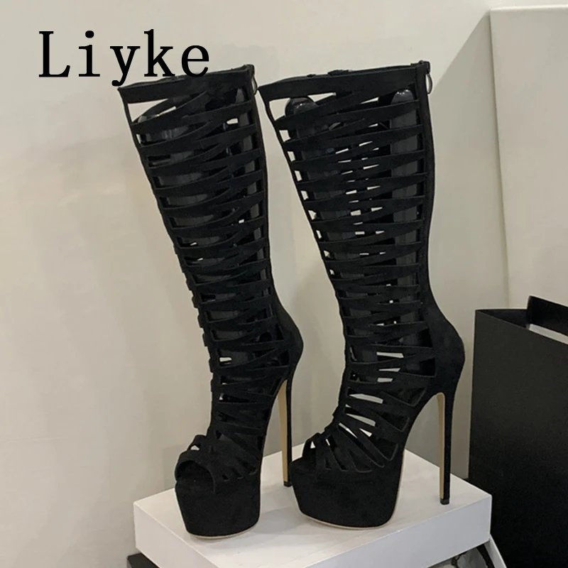 Liyke Spring Autumn 16CM Super High Heels Platform Boots For Women Fashion Runway Shoe Sexy Zip Peep Toe Hollow Out Long Booties
Liyke Spring Autumn 16CM Super High Heels Platform Boots For Women Fashion Runway Shoe Sexy Zip Peep Toe Hollow Out Long Booties