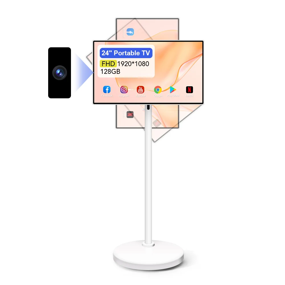24 Inch Portable Tv with 13MP cam era Smart Mobile Rotation moni tor Touch Screen Smart Portable Tv on Wheels
24 Inch Portable Tv with 13MP cam era Smart Mobile Rotation moni tor Touch Screen Smart Portable Tv on Wheels