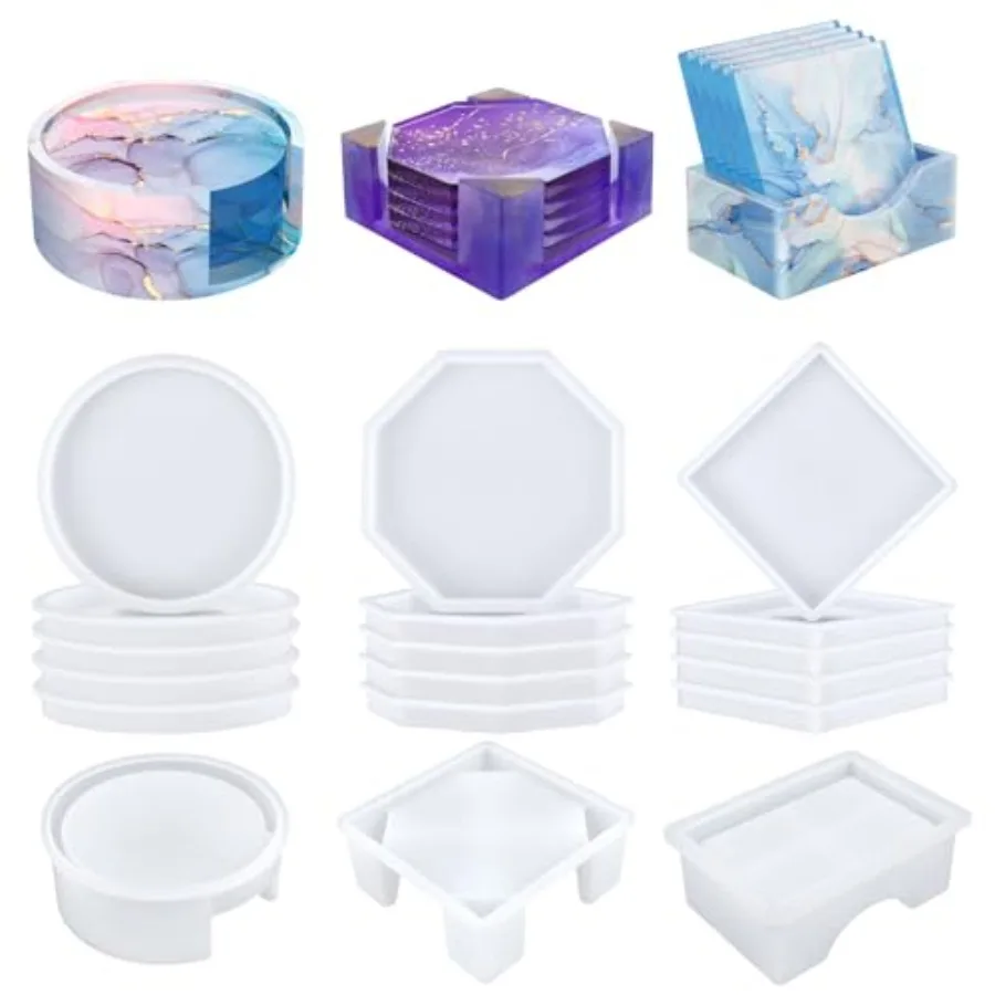 18 Pieces Thicken Resin Coaster Molds, Upgrade Coaster Molds for Epoxy Resin, Coaster Resin Mold with Storage Box Mold for DIY
18 Pieces Thicken Resin Coaster Molds, Upgrade Coaster Molds for Epoxy Resin, Coaster Resin Mold with Storage Box Mold for DIY