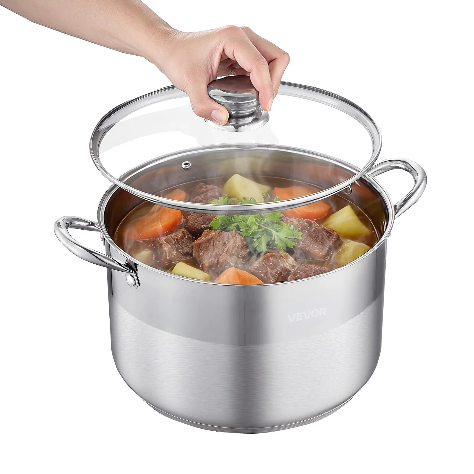 VEVOR Stainless Steel Stock Pot 12-Quart Stockpot with Glass Lid for Soups Stews
VEVOR Stainless Steel Stock Pot 12-Quart Stockpot with Glass Lid for Soups Stews