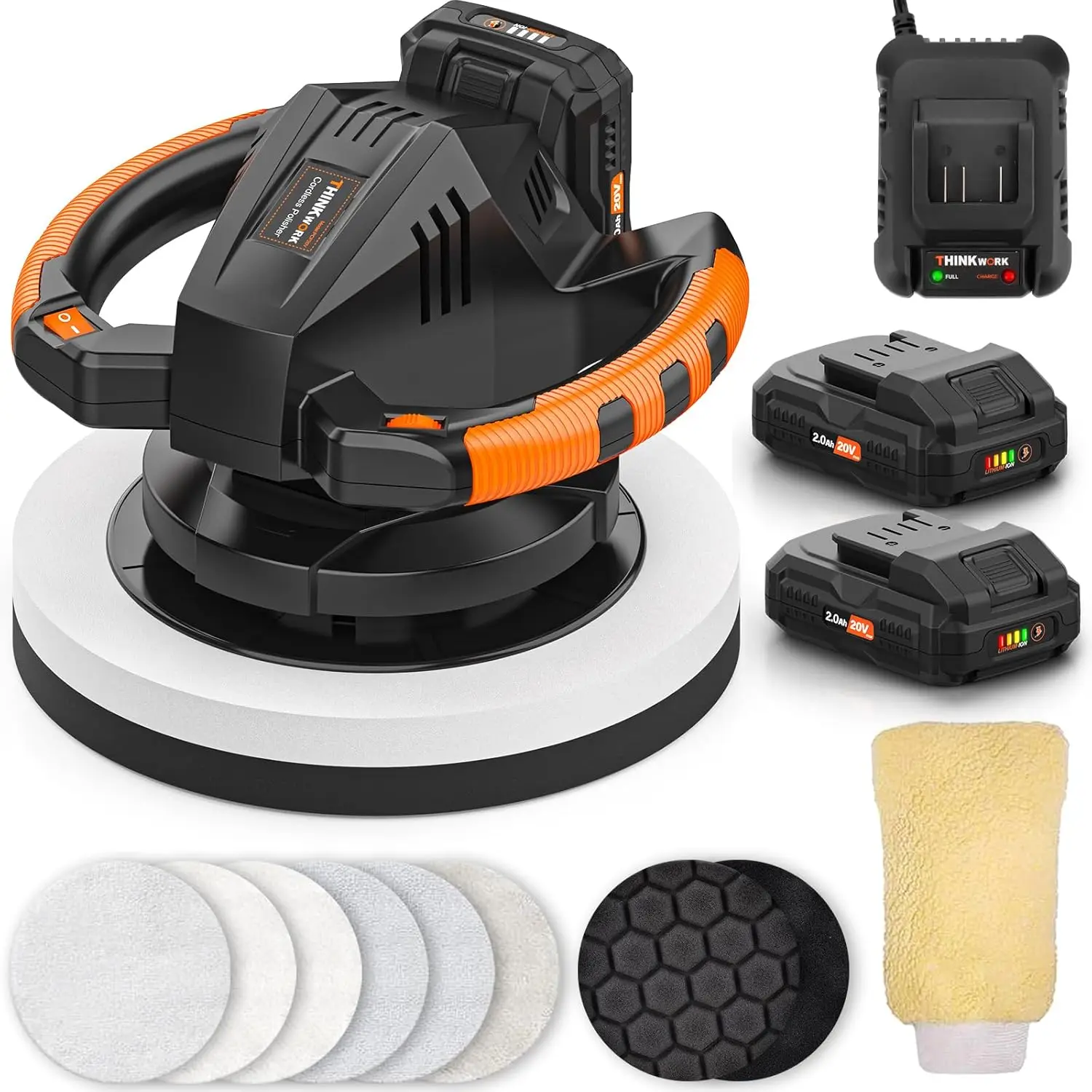 20V Cordless Buffer Polisher, 10 Inch Portable Polishing Machine Kit for Car, 2Pcs 2Ah Rechargeable Battery, 6 Variable Speed 1500-3600RPM, Double Handle, Ideal for Car Waxing
20V Cordless Buffer Polisher, 10 Inch Portable Polishing Machine Kit for Car, 2Pcs 2Ah Rechargeable Battery, 6 Variable Speed 1500-3600RPM, Double Handle, Ideal for Car Waxing