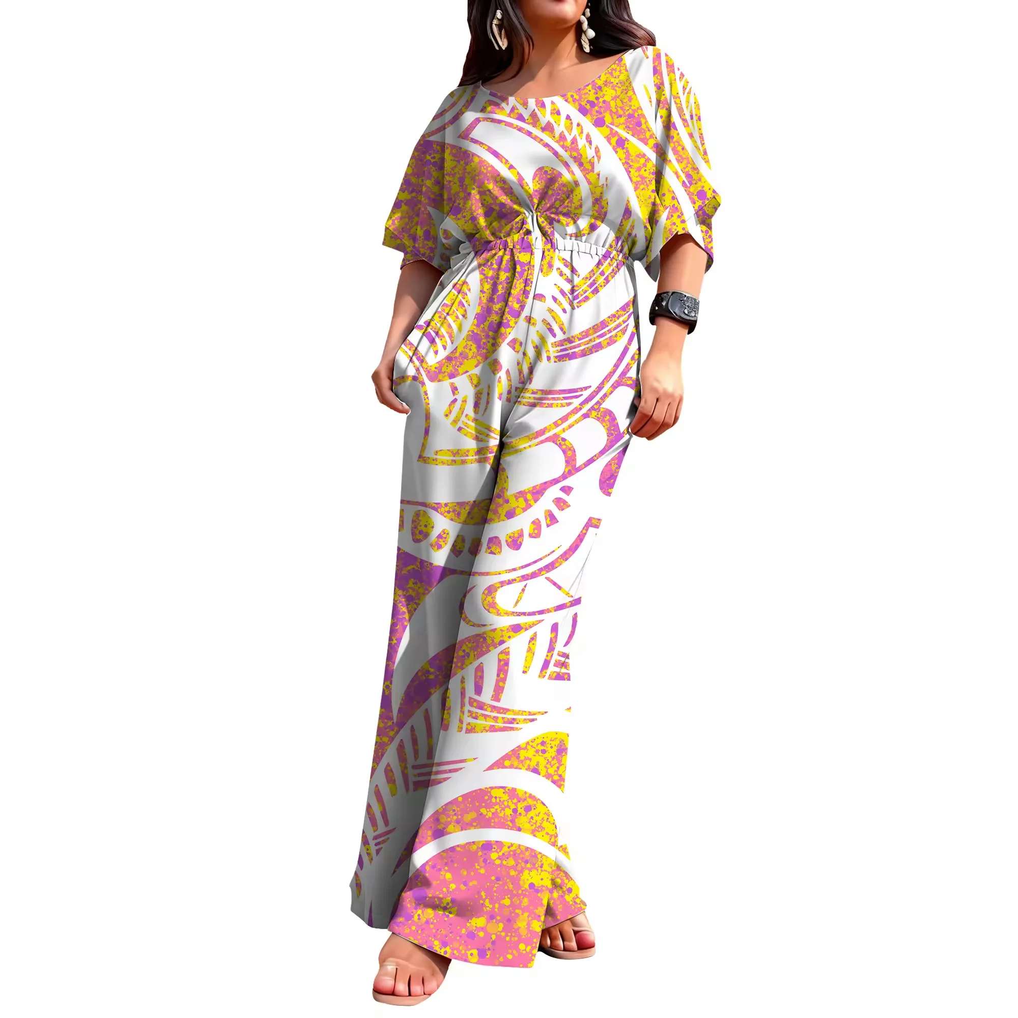Low Price Custom Polynesian Tribal Print Dress Womens Crew Neck Half Sleeve Corset Rompers Hawaiian Design Side Pocket Jumpsuits
Low Price Custom Polynesian Tribal Print Dress Womens Crew Neck Half Sleeve Corset Rompers Hawaiian Design Side Pocket Jumpsuits