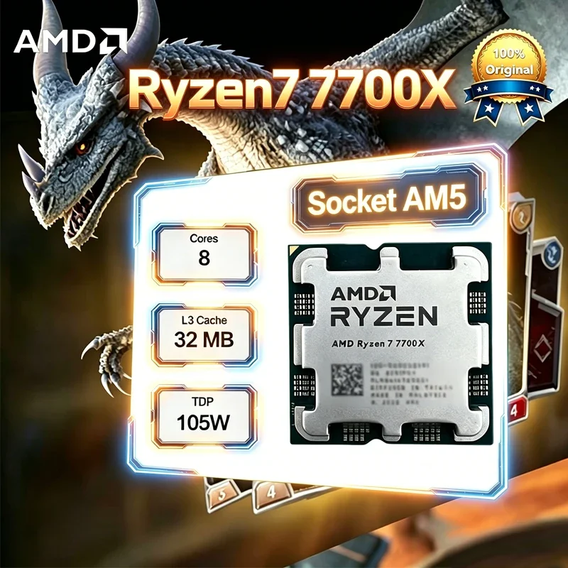 AMD Ryzen 7 7700X R7 7700X Zen4 5nm 8C16T 4.5-5.4GHz 32MB L3 Unlock CPU DDR5 EXPO Socket AM5 Loose Chip Without Cooler
AMD Ryzen 7 7700X R7 7700X Zen4 5nm 8C16T 4.5-5.4GHz 32MB L3 Unlock CPU DDR5 EXPO Socket AM5 Loose Chip Without Cooler