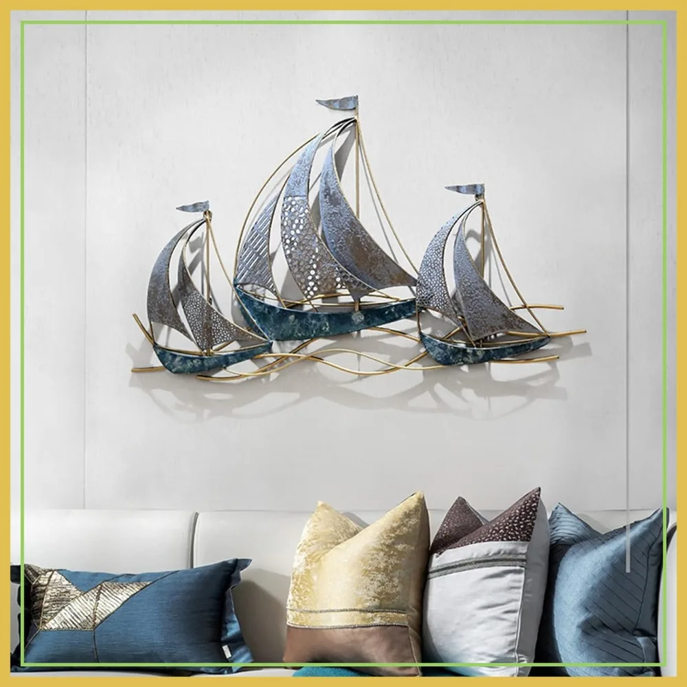 3D Nautical Ship Wall Sculpture, 34" L x 21" H Metal Sailboat Decor for Home
3D Nautical Ship Wall Sculpture, 34" L x 21" H Metal Sailboat Decor for Home