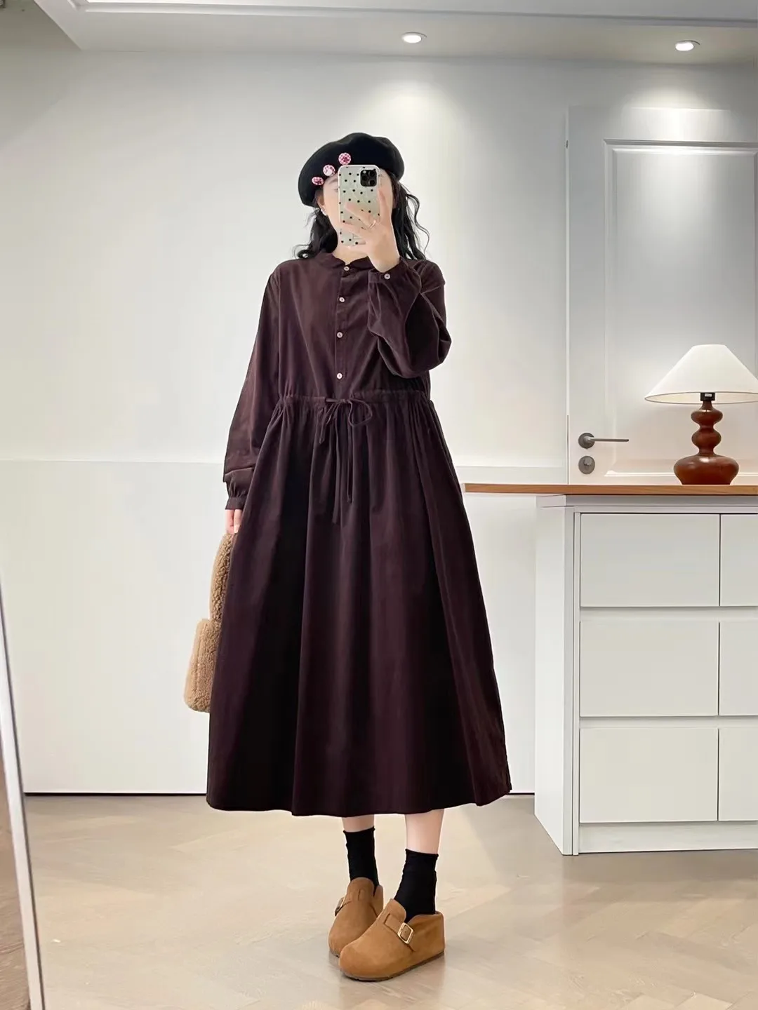 Loose Long Sve Dr Japanese Sle Baby Doll Collar Stripe Pattern Waist Cinched Belted Floor Length Women's Faion
Loose Long Sve Dr Japanese Sle Baby Doll Collar Stripe Pattern Waist Cinched Belted Floor Length Women's Faion