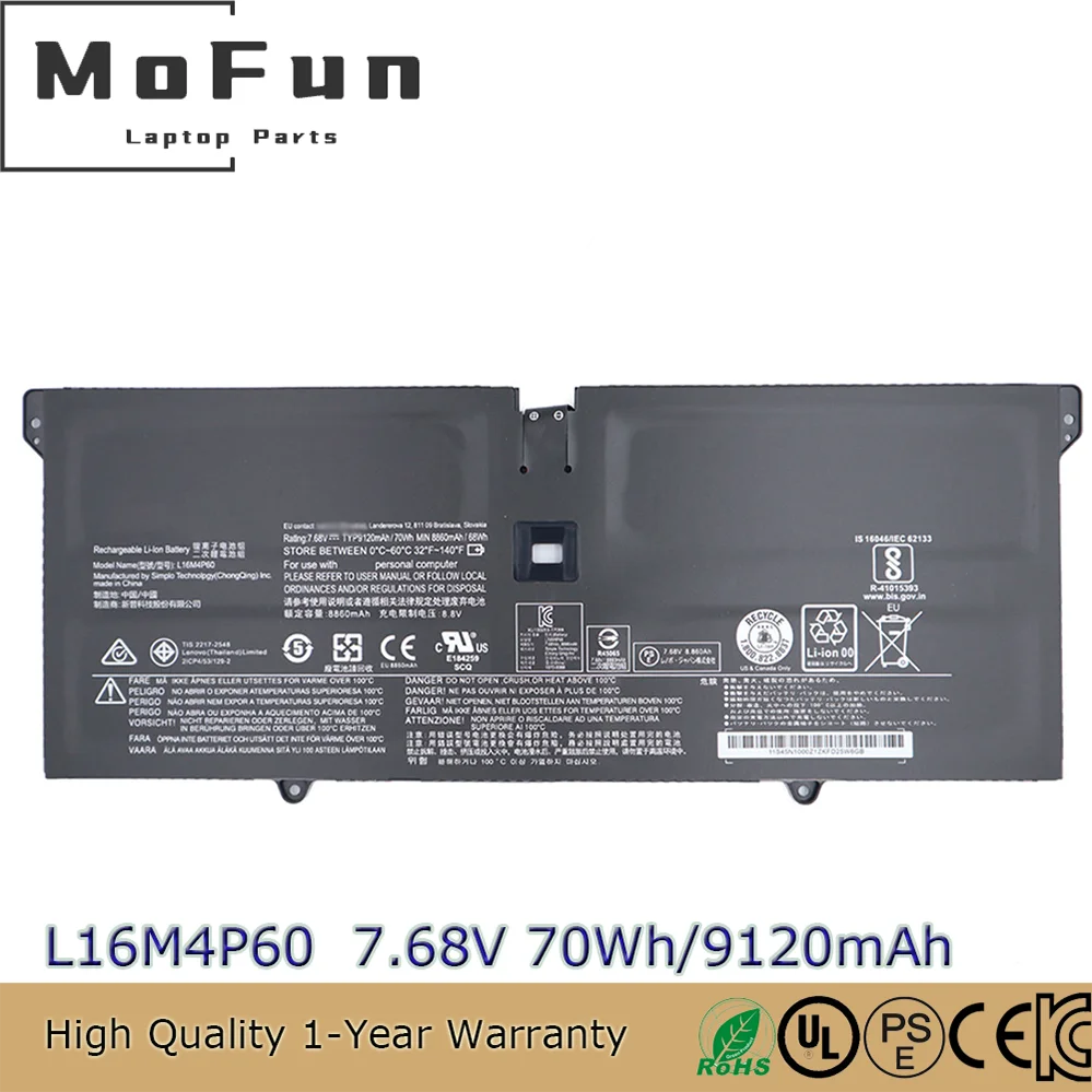 New Genuine L16M4P60 L16C4P61 7.68V 70Wh Laptop Battery for Lenovo Yoga 6 Pro 920 920-13IKB
New Genuine L16M4P60 L16C4P61 7.68V 70Wh Laptop Battery for Lenovo Yoga 6 Pro 920 920-13IKB