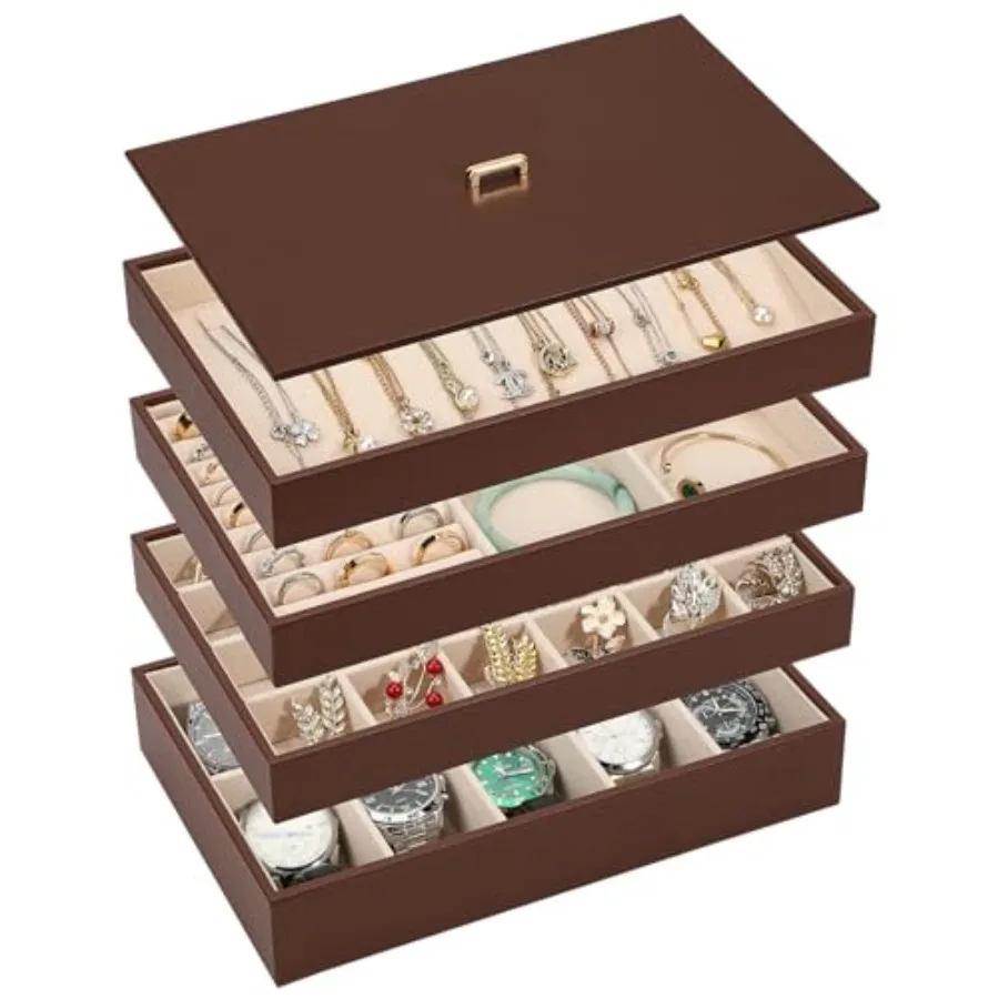 Stackable Jewelry Organizer Tray with Lid PU Leather Jewelry Storage Holder for Drawer Inserts Jewellery Display Box Case for E
Stackable Jewelry Organizer Tray with Lid PU Leather Jewelry Storage Holder for Drawer Inserts Jewellery Display Box Case for E