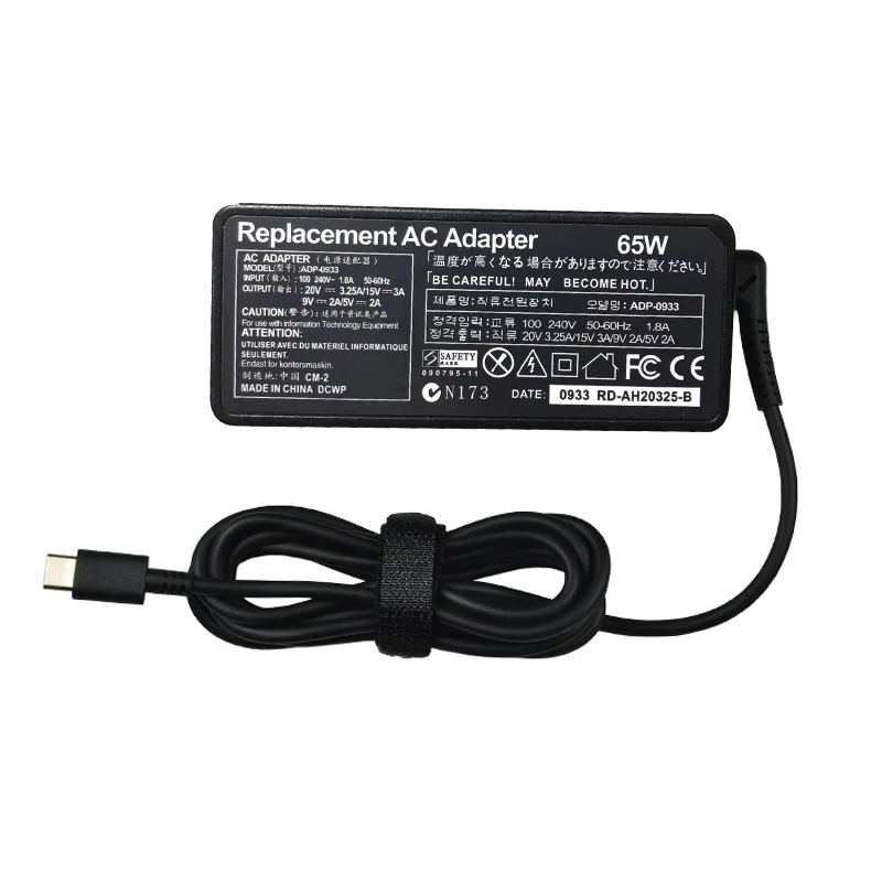 20V 3.25A 65W USB-C Type C Laptop Charger Power Supply Adapter For Lenovo Power Supply Adapter MIIX720 / PRO / X1 /T570 / P51s
20V 3.25A 65W USB-C Type C Laptop Charger Power Supply Adapter For Lenovo Power Supply Adapter MIIX720 / PRO / X1 /T570 / P51s
