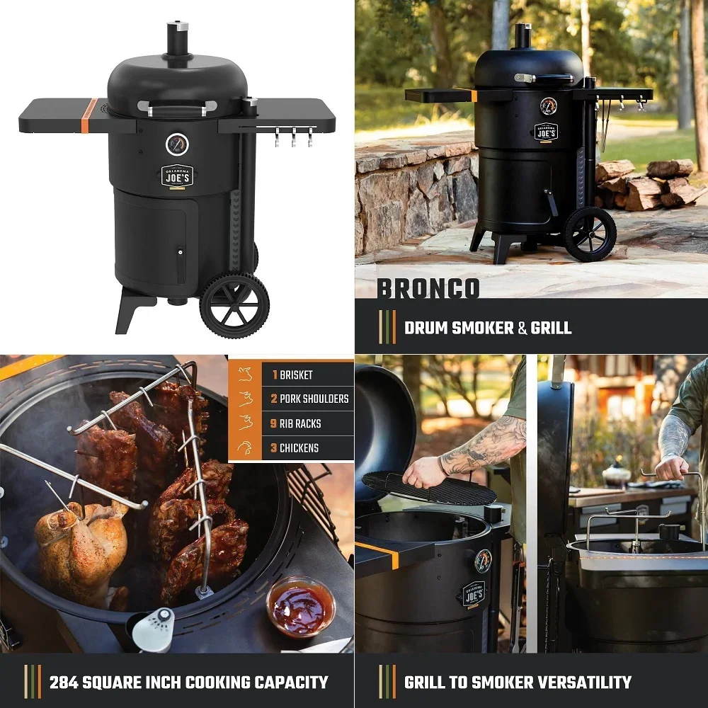 Joes Bronco 18 in. Heavy Duty Charcoal Drum Smoker and Grill with 284 sq. in. Cooking Area in Black
Joes Bronco 18 in. Heavy Duty Charcoal Drum Smoker and Grill with 284 sq. in. Cooking Area in Black