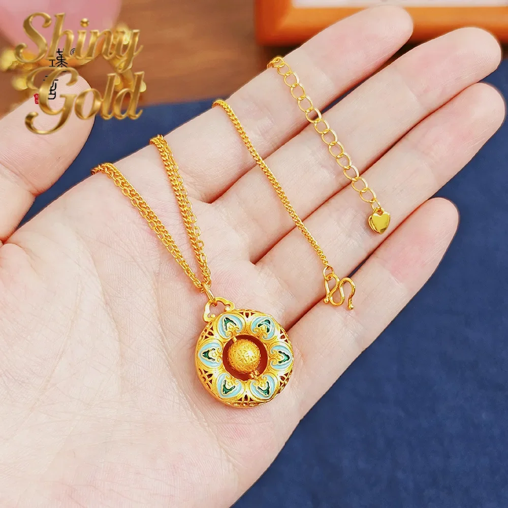 ShinyGold Gold shop 9999 24K real gold Baoxiang Lotus Mirror Necklace for women retro Dunhuang diamond four-petal pattern bead j
ShinyGold Gold shop 9999 24K real gold Baoxiang Lotus Mirror Necklace for women retro Dunhuang diamond four-petal pattern bead j