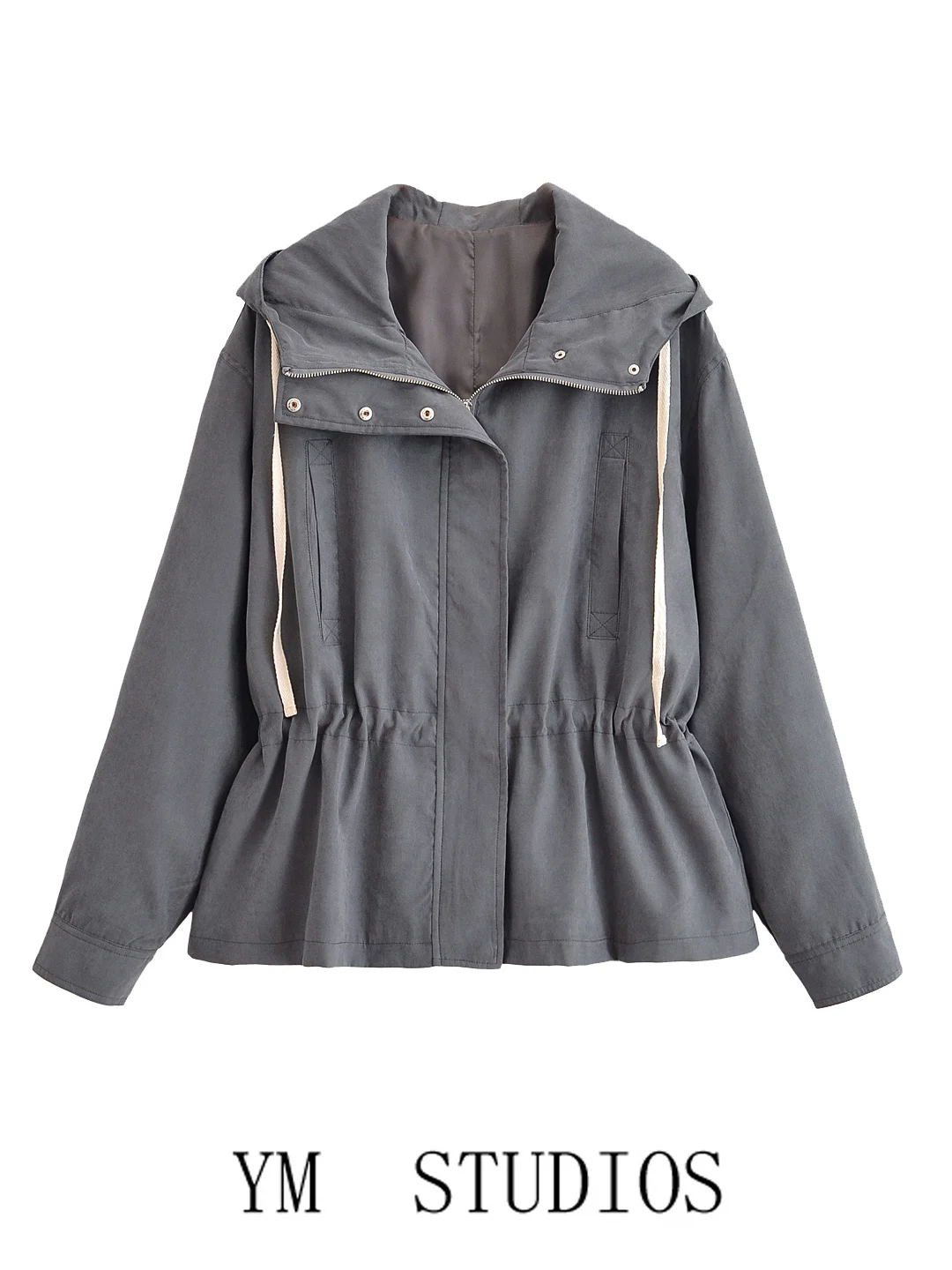 Women's Outdoor ort Jaet with Hood Dstring Waist Slimming Waist ing Sle ey Color Faionable Ladies' Coat
Women's Outdoor ort Jaet with Hood Dstring Waist Slimming Waist ing Sle ey Color Faionable Ladies' Coat