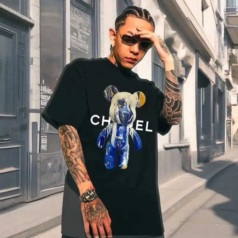 Summer Men's T-shirt Luxury Brand Bear Print Street Hip-hop T-shirt Unisex High-quality Cotton Short-sleeved T-shirt
Summer Men's T-shirt Luxury Brand Bear Print Street Hip-hop T-shirt Unisex High-quality Cotton Short-sleeved T-shirt