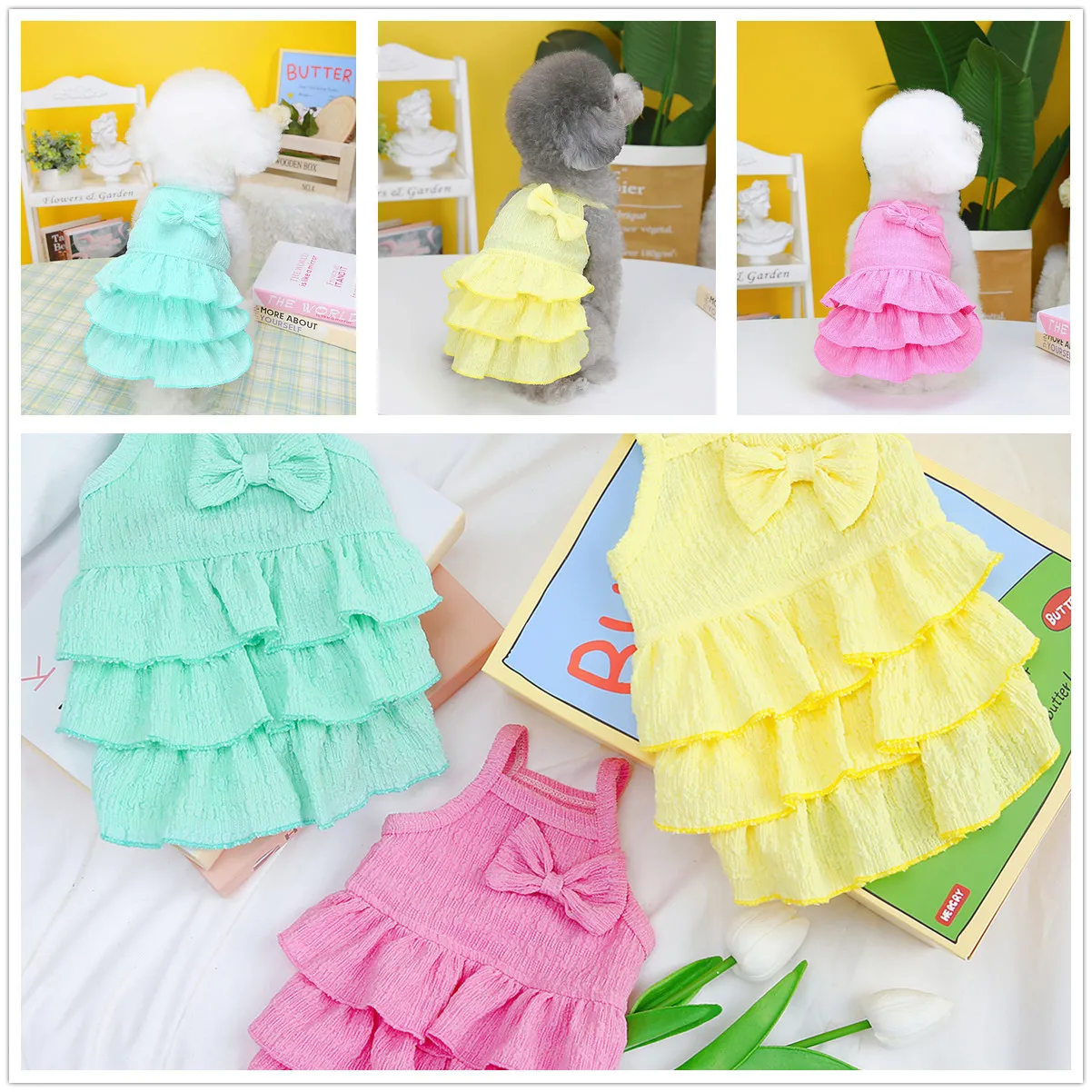 Summer Cute Bowknot Layered Pet Dresses Fashion Solid Color Simple Pet Clothing 2025 New Casual Pet Products Cat and Dog Dress
Summer Cute Bowknot Layered Pet Dresses Fashion Solid Color Simple Pet Clothing 2025 New Casual Pet Products Cat and Dog Dress