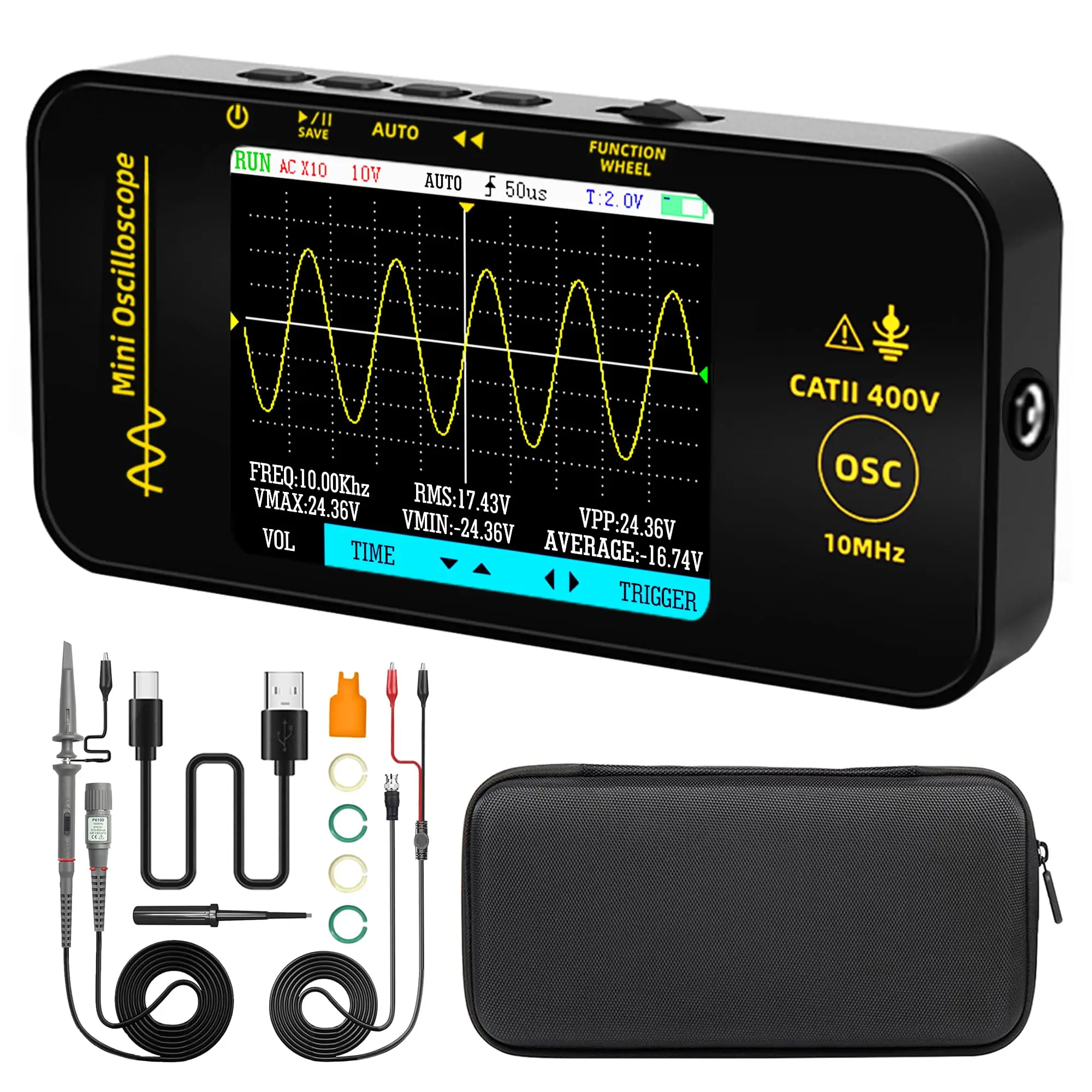 BSIDE OT3 Handheld Digital AUTO Oscilloscope 10Mhz Sampling Rate 1.5KSa/S Analog Bandwidth for Electronic Repair Tools
BSIDE OT3 Handheld Digital AUTO Oscilloscope 10Mhz Sampling Rate 1.5KSa/S Analog Bandwidth for Electronic Repair Tools