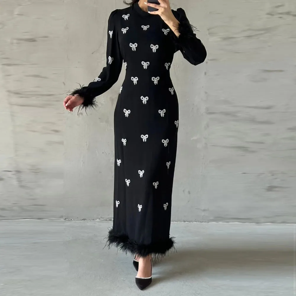 Customized Straight Evening Dresses Ankle-Length High-Neck Full Sleeve Prom Gown Simple Fashion Sequined Feathers Party Gown
Customized Straight Evening Dresses Ankle-Length High-Neck Full Sleeve Prom Gown Simple Fashion Sequined Feathers Party Gown