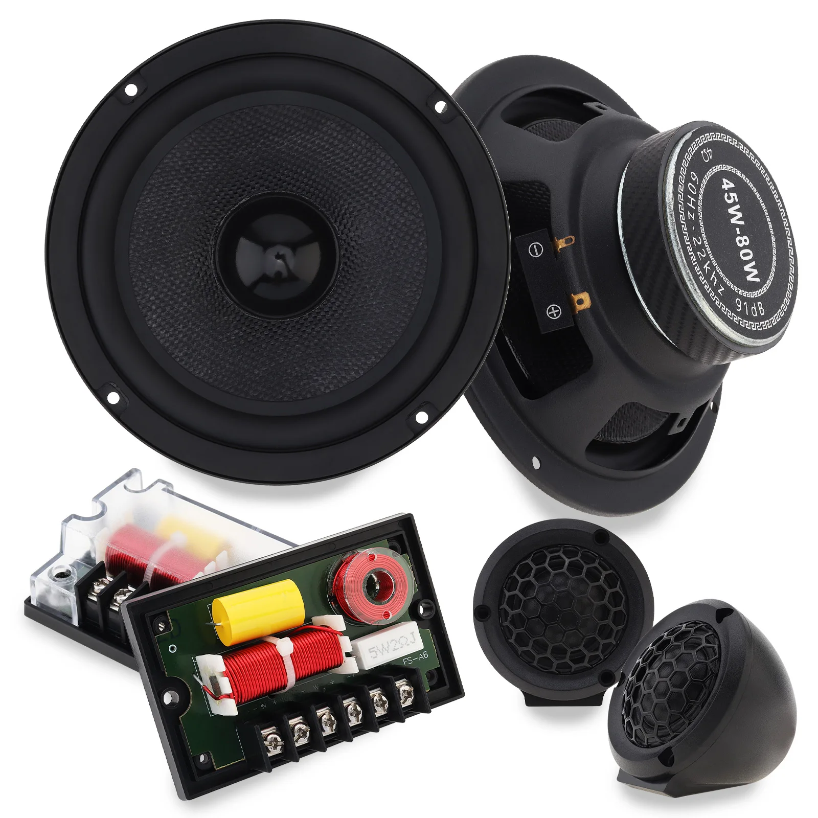 6.5Inch 2 Way Component Car Speaker Set with Silk Dome Tweeters Crossovers Non-destructive Installation Component Speaker System
6.5Inch 2 Way Component Car Speaker Set with Silk Dome Tweeters Crossovers Non-destructive Installation Component Speaker System