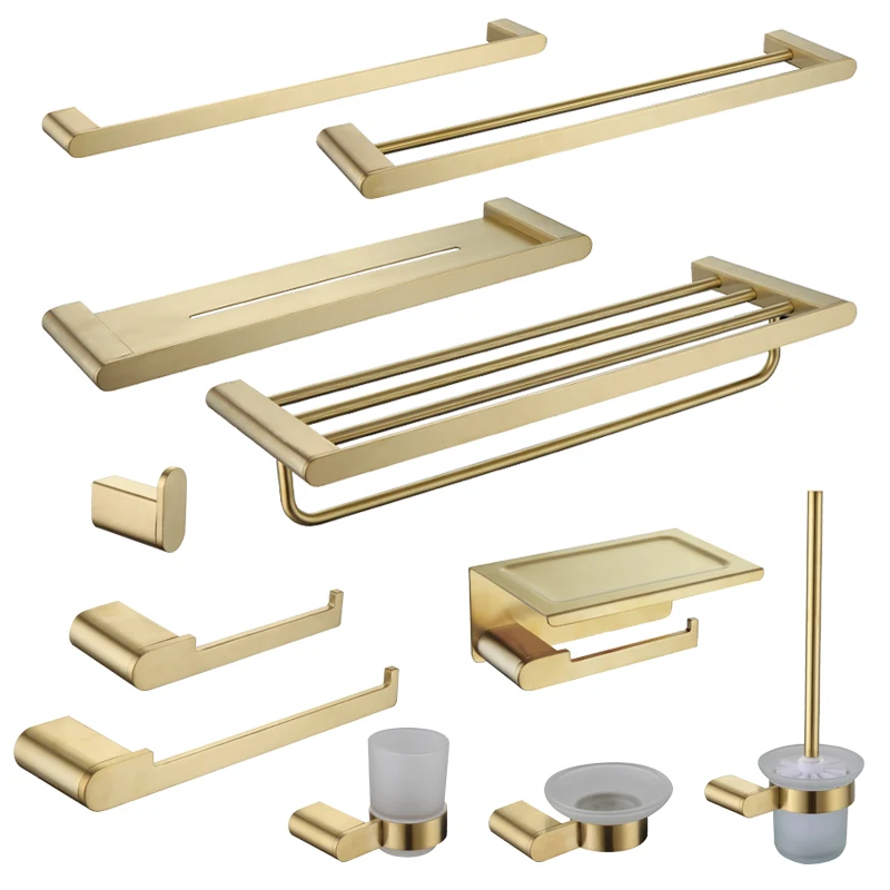 Brushed Gold Bathroom Accessories Towel Rack Paper Holder Soap Dish Toilet Brush Towel Bar Tooth Cup Stainless Steel Hardware
Brushed Gold Bathroom Accessories Towel Rack Paper Holder Soap Dish Toilet Brush Towel Bar Tooth Cup Stainless Steel Hardware