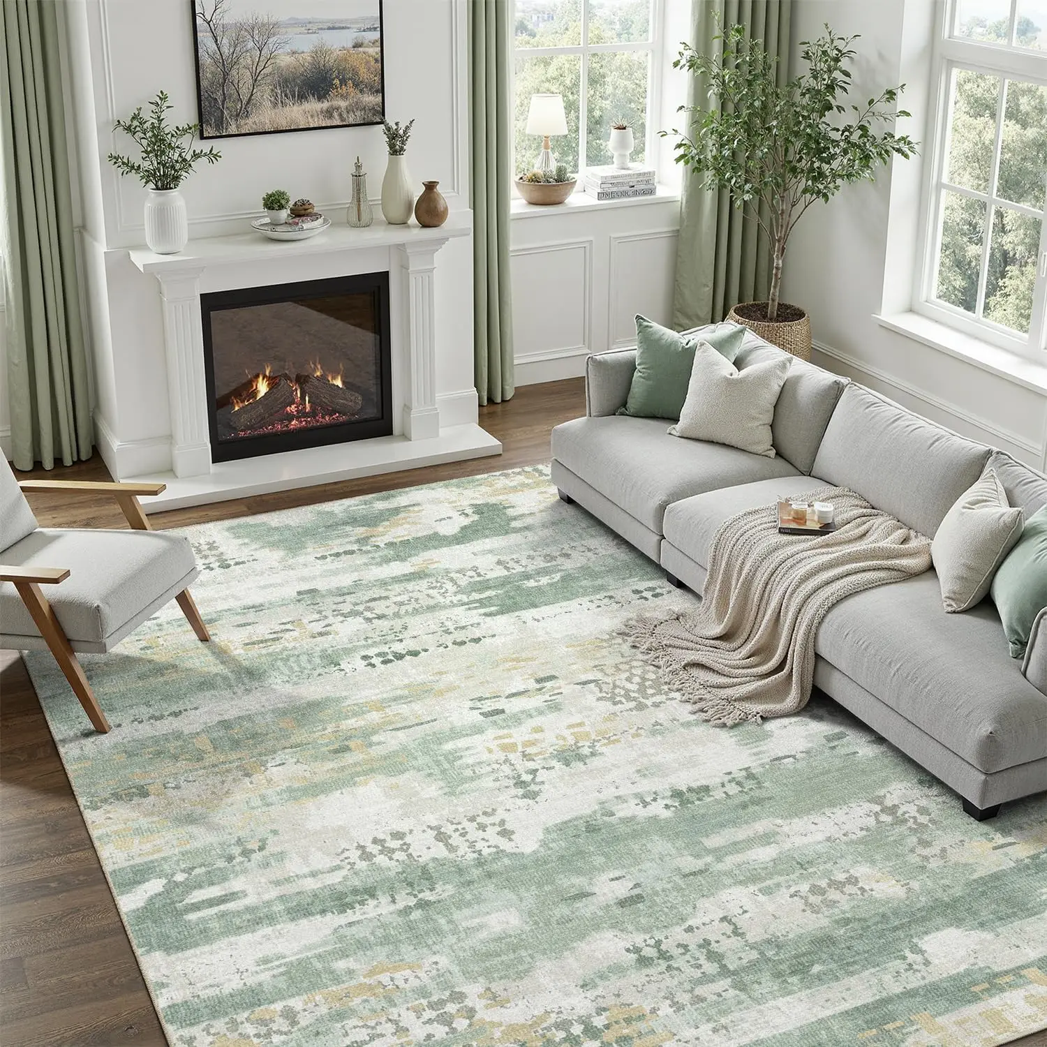 Washable Sage Green Abstract Area Rug 6x9, Non-Slip, Soft Low Pile, Kid & Pet Friendly, Stain Resistant for Living Room, Bedroom, Office
Washable Sage Green Abstract Area Rug 6x9, Non-Slip, Soft Low Pile, Kid & Pet Friendly, Stain Resistant for Living Room, Bedroom, Office