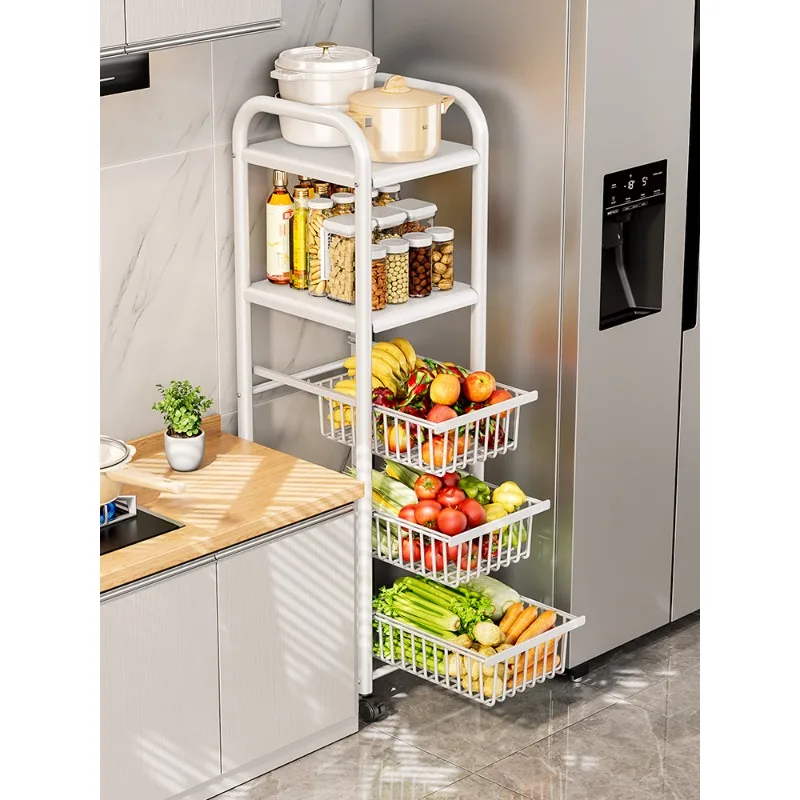 Kitchen crevice rack, refrigerator side narrow crevice floor fruit and vegetable storage rack, pot rack
Kitchen crevice rack, refrigerator side narrow crevice floor fruit and vegetable storage rack, pot rack