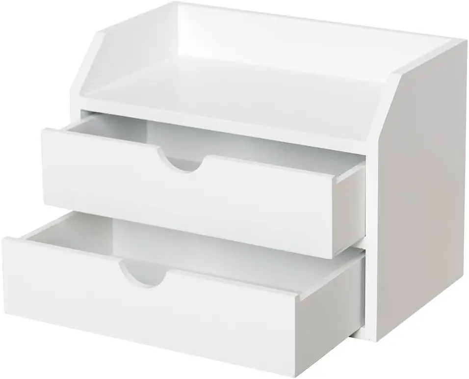 White Wood Desk Organizer with 2 Drawers, Mini Cute Storage Shelf for Desktop, Small Box for Office Supplies
White Wood Desk Organizer with 2 Drawers, Mini Cute Storage Shelf for Desktop, Small Box for Office Supplies