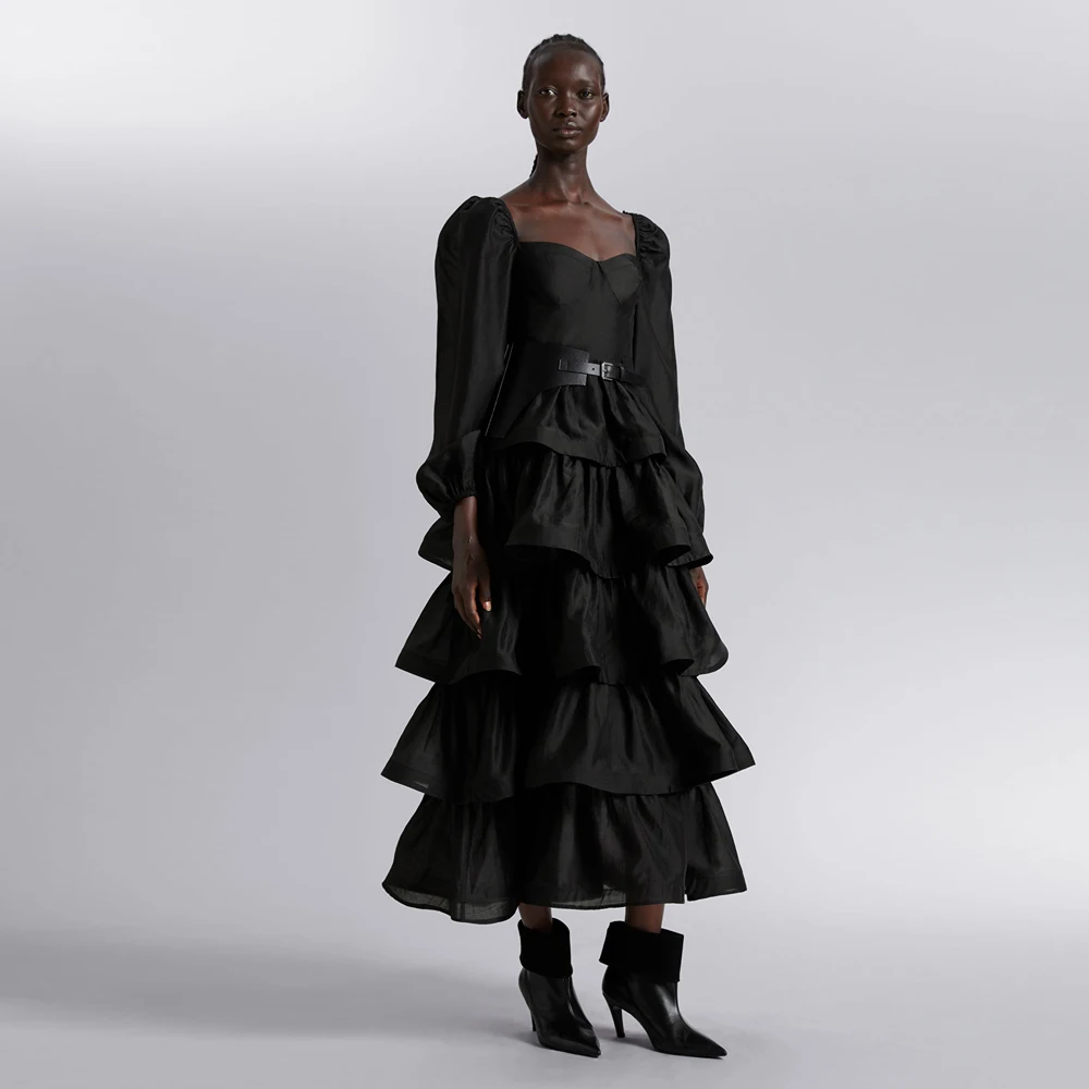 High End Black Fluffy Tiered Women Maxi Dresses To Event Party Puff Sleeves Modest Ankle Length Female Gowns
High End Black Fluffy Tiered Women Maxi Dresses To Event Party Puff Sleeves Modest Ankle Length Female Gowns