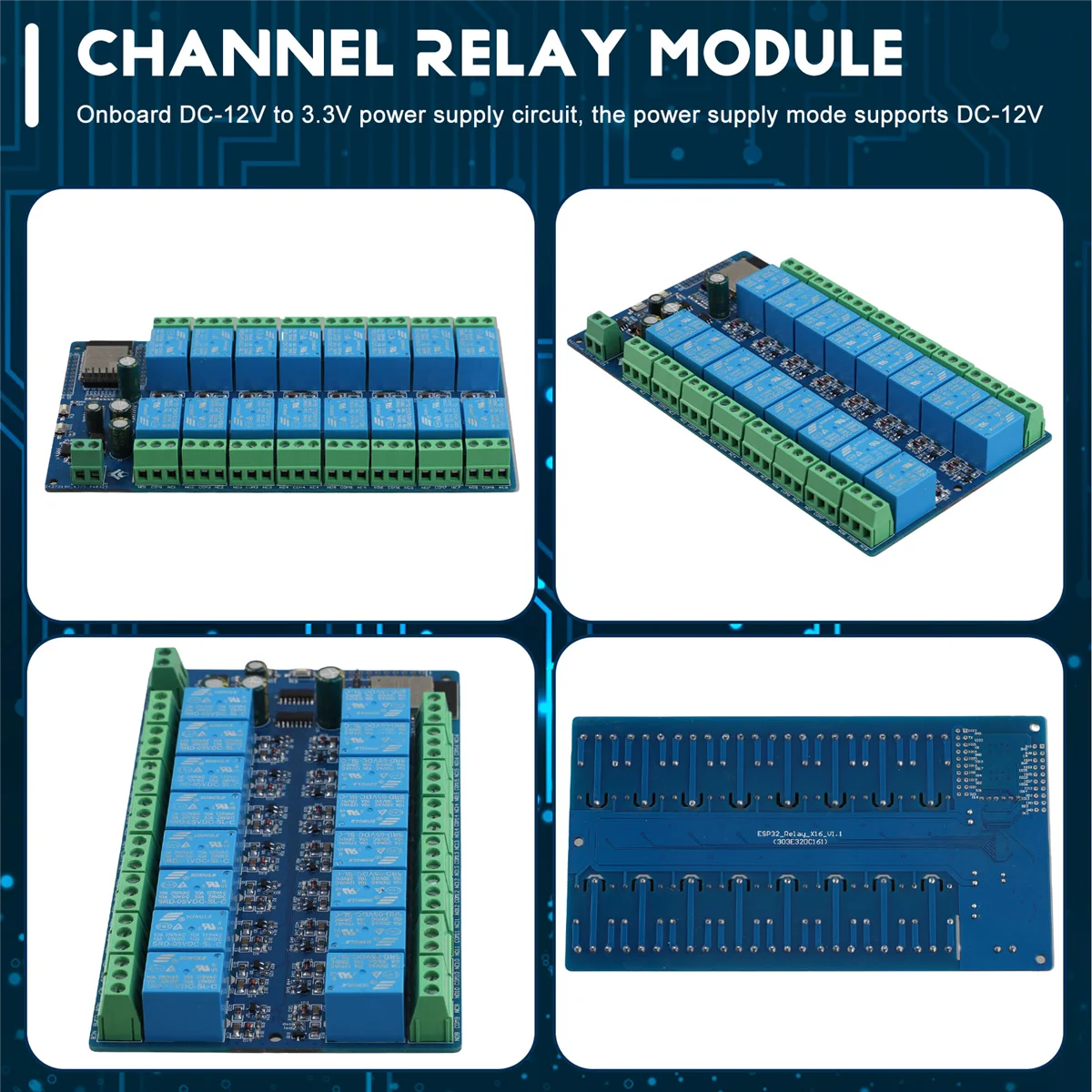 A64E 16 Channel Relay Module DC5-12V Power Supply ESP32 Development Board ESP32-WROOM Secondary Development Module
A64E 16 Channel Relay Module DC5-12V Power Supply ESP32 Development Board ESP32-WROOM Secondary Development Module