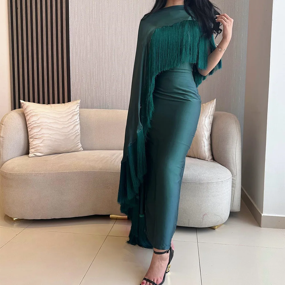 Customized Formal High Collar Jersey Tassel Sleeveless Evening Dresses Elegant Ankle Length Celebrity Gowns Vestido De Noche
Customized Formal High Collar Jersey Tassel Sleeveless Evening Dresses Elegant Ankle Length Celebrity Gowns Vestido De Noche
