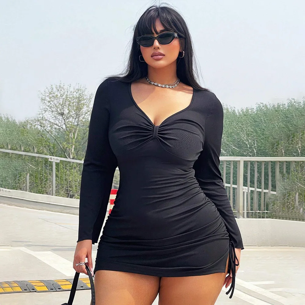 2025 Plus Size Women's V-neck Sexy Dress Autumn and Winter New Versatile Temperament Slim Fit Long Sleeved Short Skirt Y2k
2025 Plus Size Women's V-neck Sexy Dress Autumn and Winter New Versatile Temperament Slim Fit Long Sleeved Short Skirt Y2k