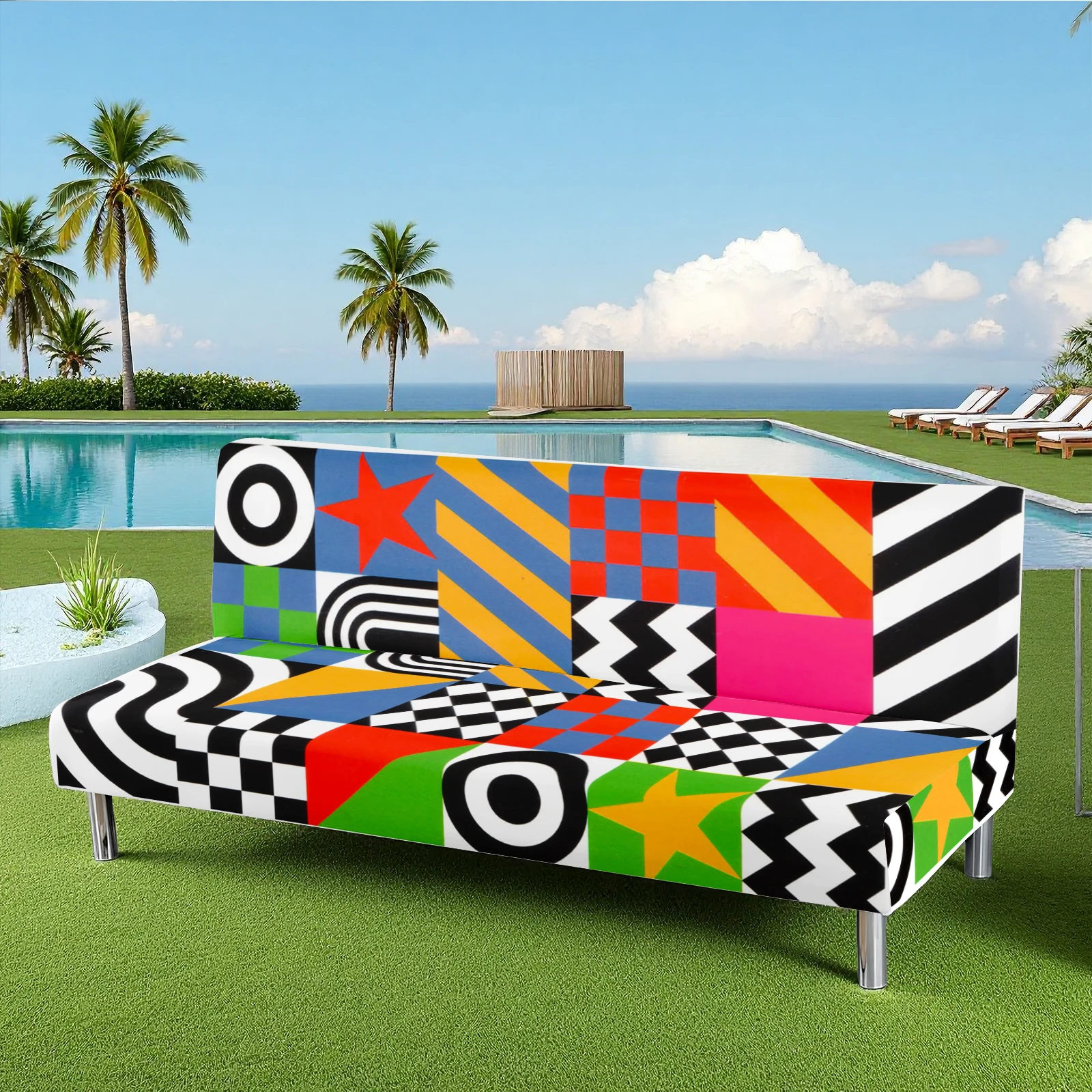 Vibrant Geometric Print Summer Outdoor Futon Cover, Elastic Milk Silk Sofa Slipcover, Pet-Friendly, Washable
Vibrant Geometric Print Summer Outdoor Futon Cover, Elastic Milk Silk Sofa Slipcover, Pet-Friendly, Washable