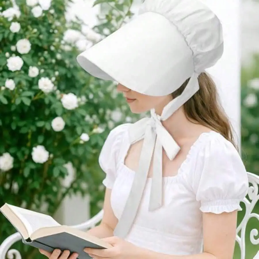 White Colonial Bonnet For Women Adjustable Strap Historical Costume Accessory
White Colonial Bonnet For Women Adjustable Strap Historical Costume Accessory