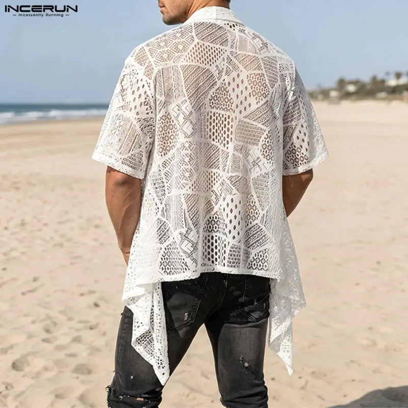 INCERUN Men's Shirt Lace See Through Open Stitch Short Sleeve Cardigan For Man Streetwear 2026 Fashion Casual Tops Men Clothes
INCERUN Men's Shirt Lace See Through Open Stitch Short Sleeve Cardigan For Man Streetwear 2026 Fashion Casual Tops Men Clothes