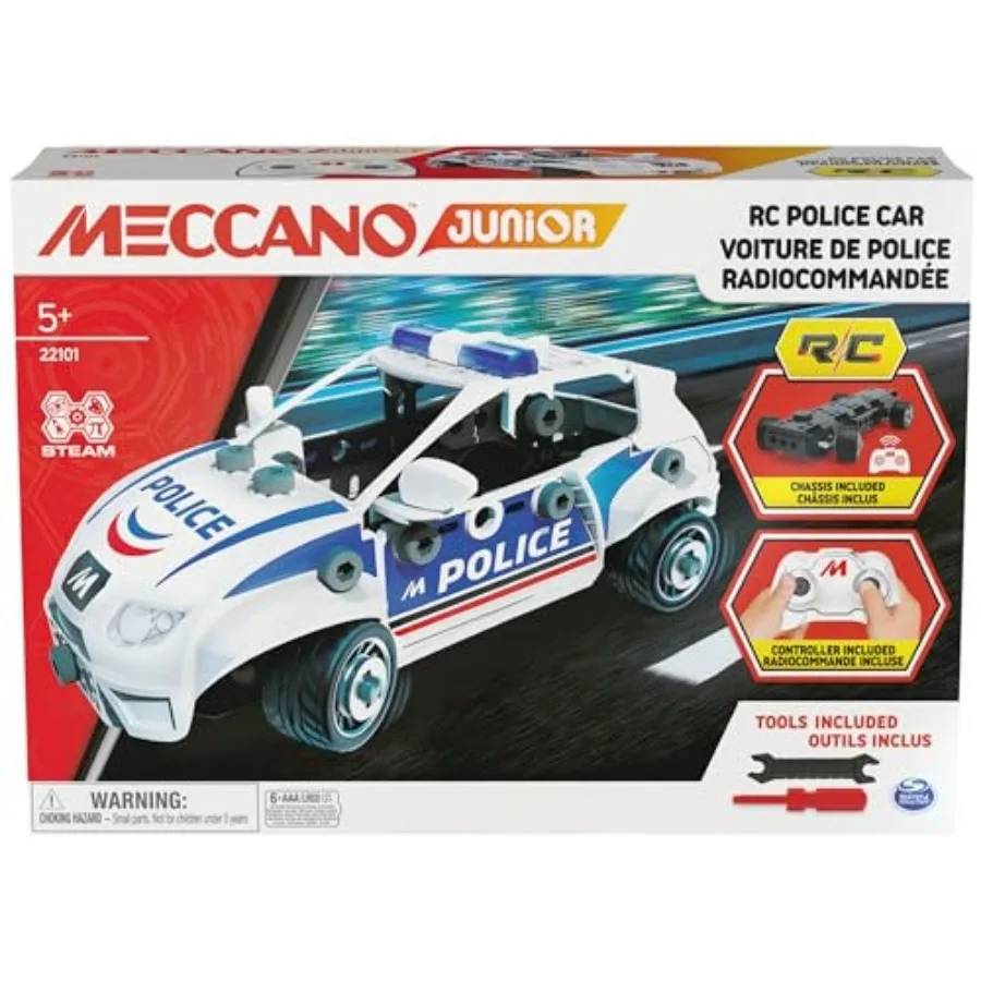 MECCANO Junior RC Police Car with Working Trunk and Real Tools Toy Model Building Kit STEM Toys for Ages 5 and up
MECCANO Junior RC Police Car with Working Trunk and Real Tools Toy Model Building Kit STEM Toys for Ages 5 and up