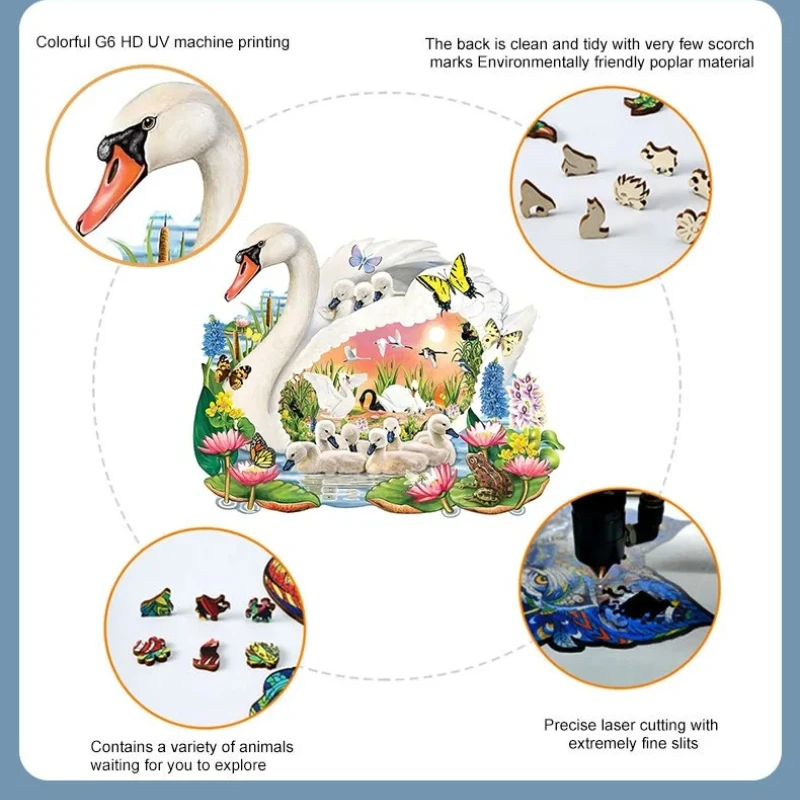 Unique Shape Animal Wooden Puzzle for Adults Swan Home Puzzle Art Toys Family Games Home Decoration
Unique Shape Animal Wooden Puzzle for Adults Swan Home Puzzle Art Toys Family Games Home Decoration