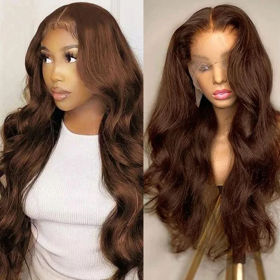 13x4 13x6 Brown Body Wave Lace Front Human Hair Wigs Brazilian Transparent Lace Frontal Wigs Colored Human Hair Pre plucked
13x4 13x6 Brown Body Wave Lace Front Human Hair Wigs Brazilian Transparent Lace Frontal Wigs Colored Human Hair Pre plucked